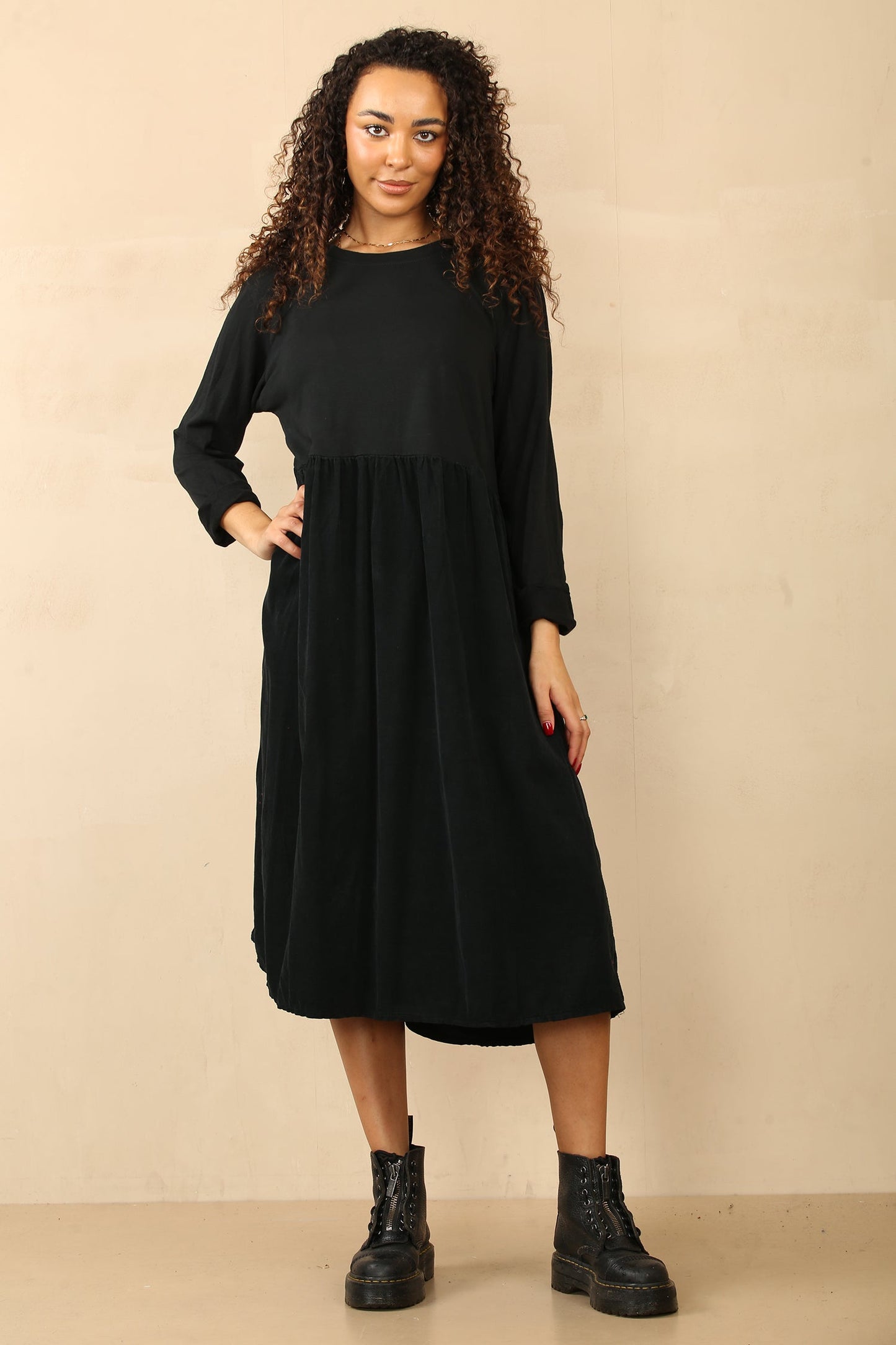 Midi length Half needle coat Half geizy Dress