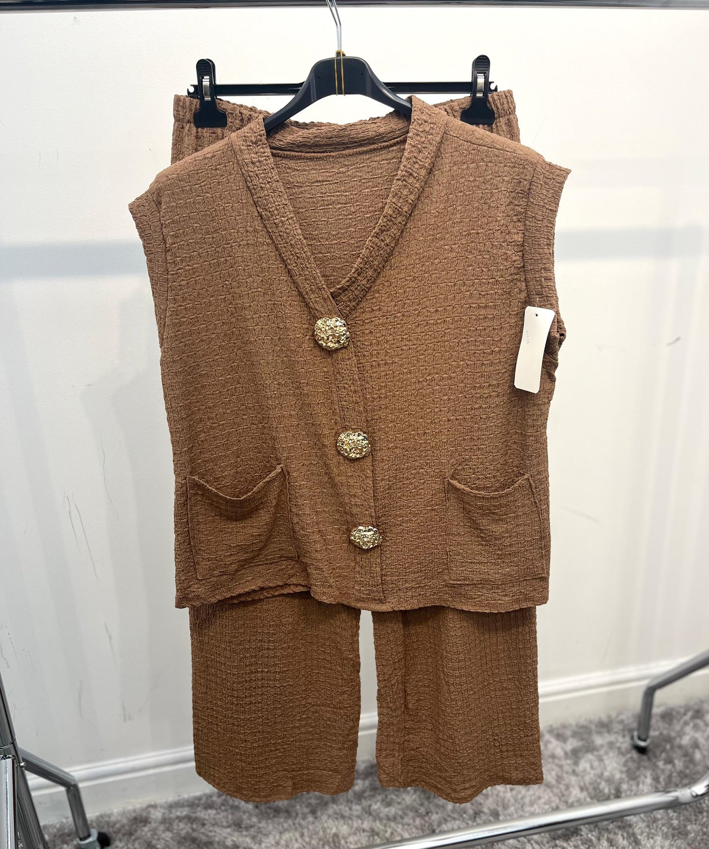 Gold Button Waistcoat and Trousers Co-Ord Set