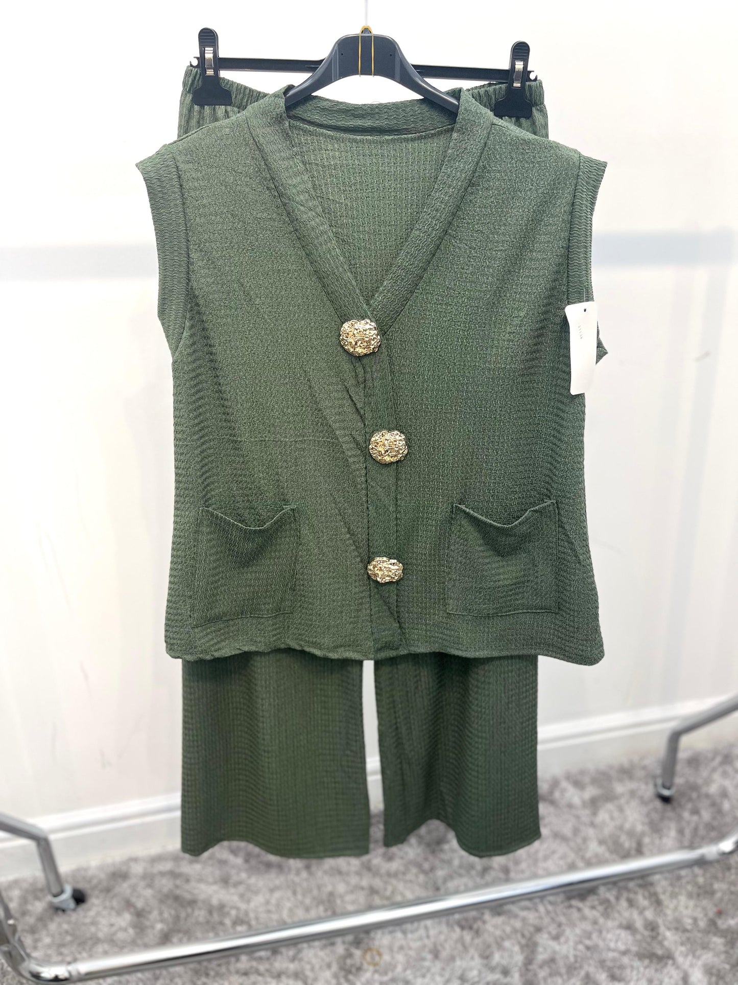 Gold Button Waistcoat and Trousers Co-Ord Set