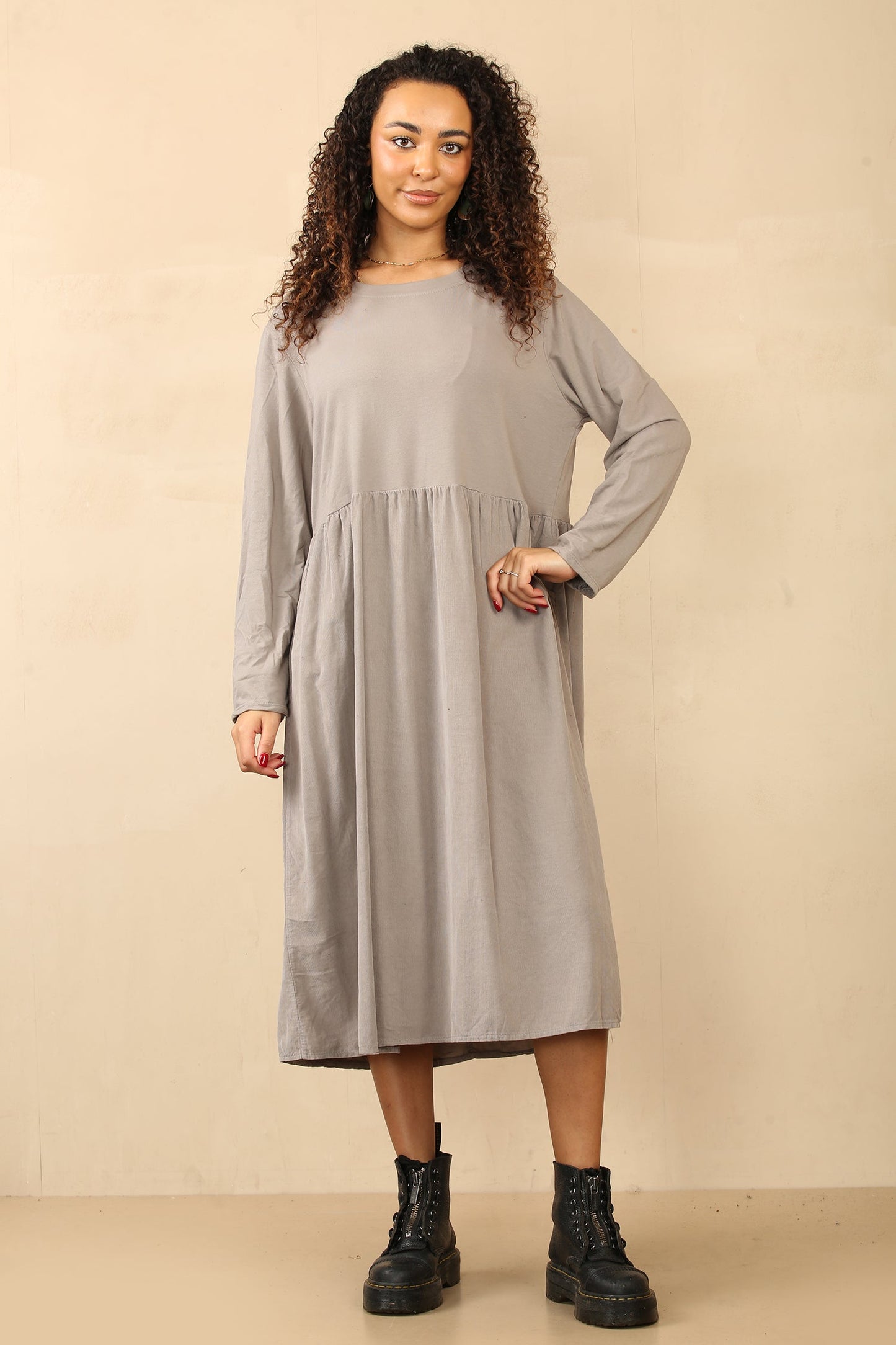 Midi length Half needle coat Half geizy Dress