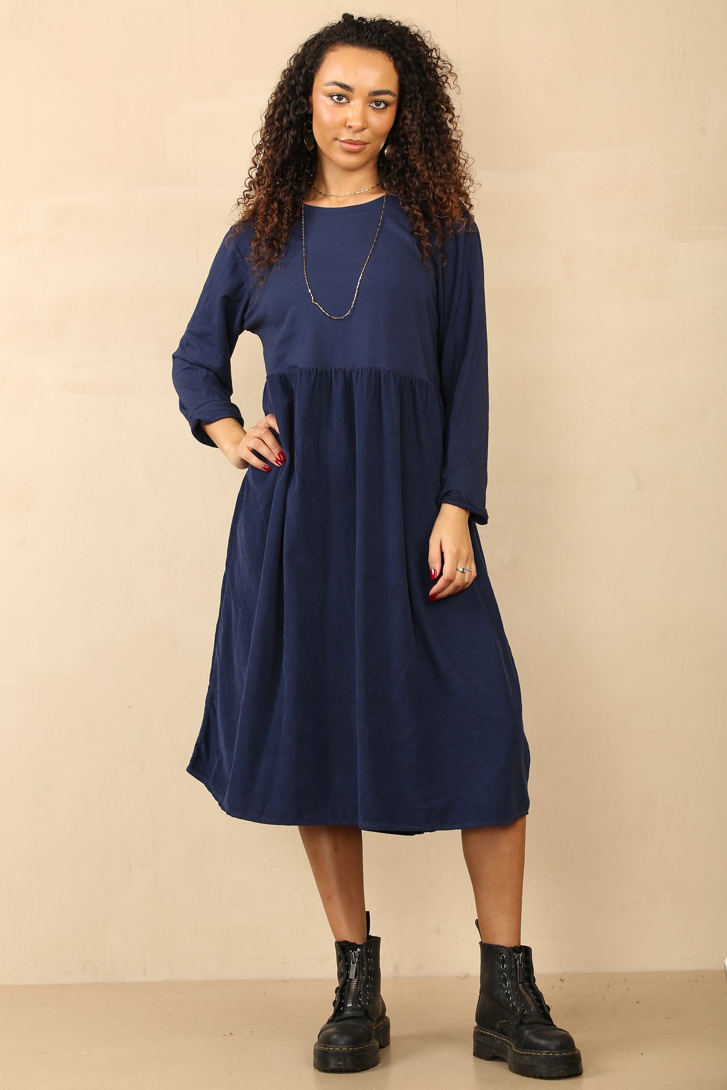 Midi length Half needle coat Half geizy Dress