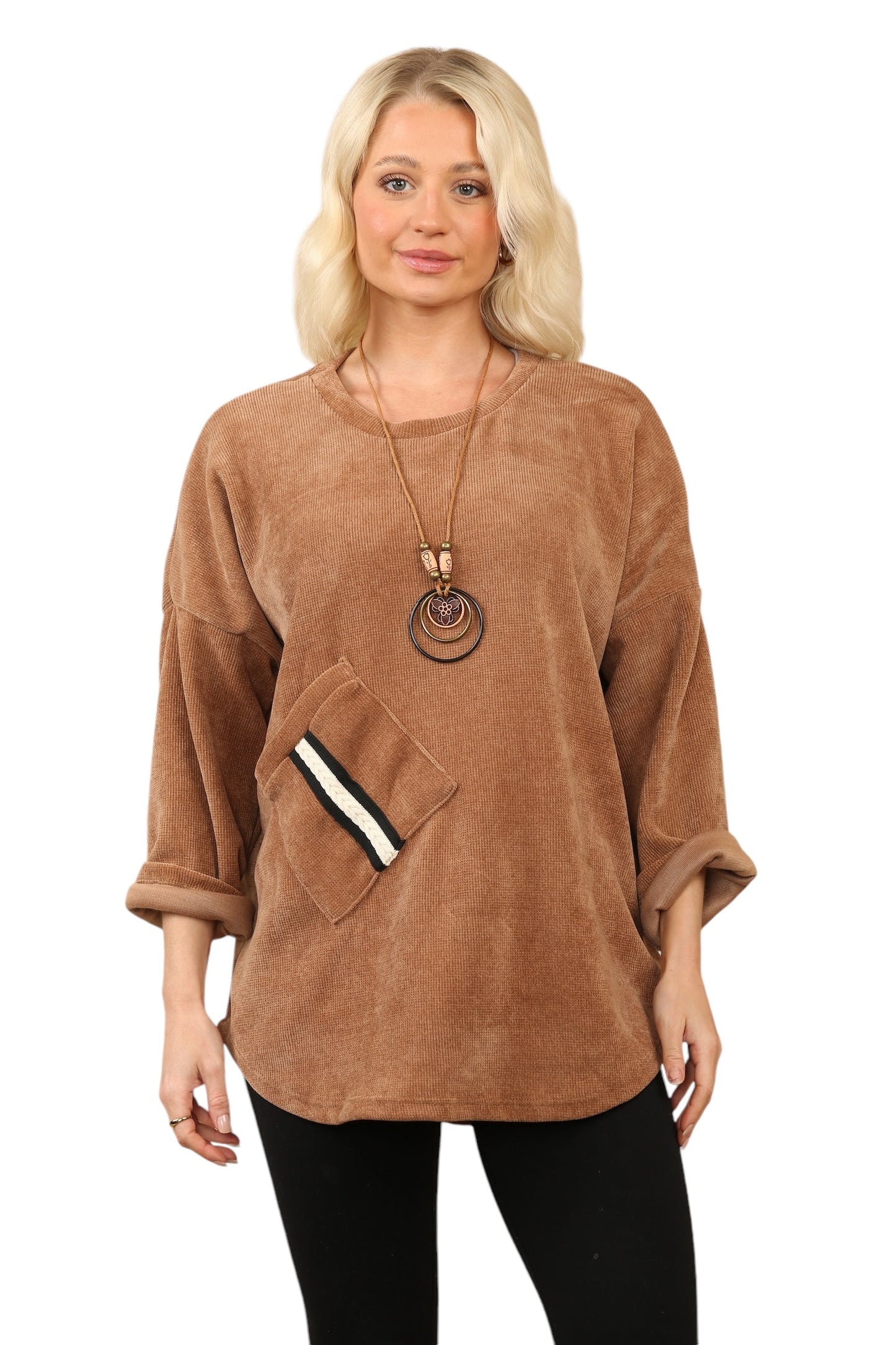 One Pocket Round Neck Tops