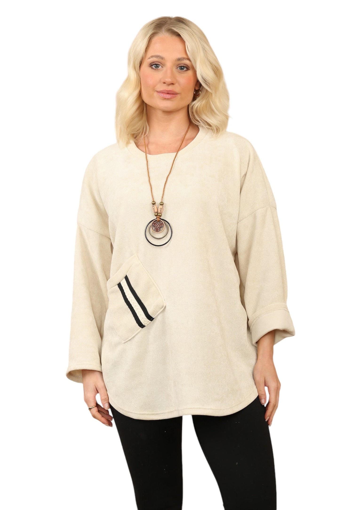 One Pocket Round Neck Tops