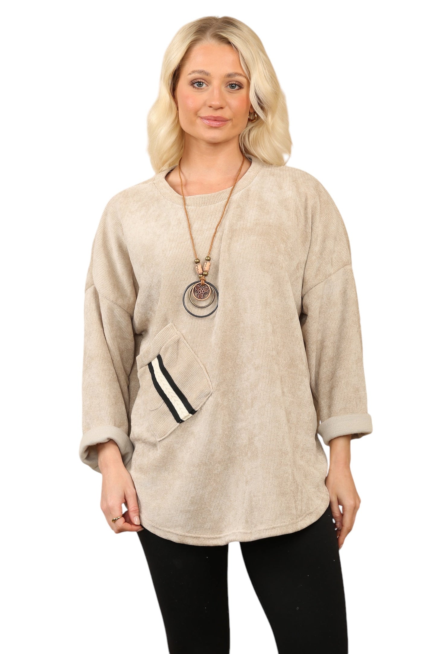 One Pocket Round Neck Tops