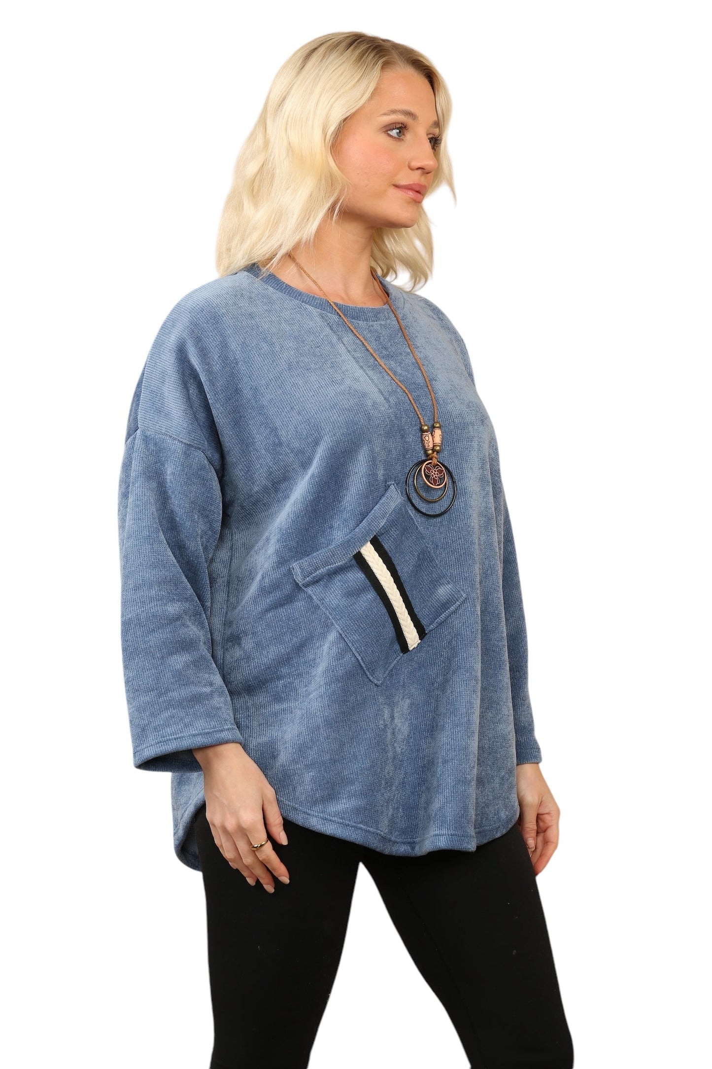 One Pocket Round Neck Tops