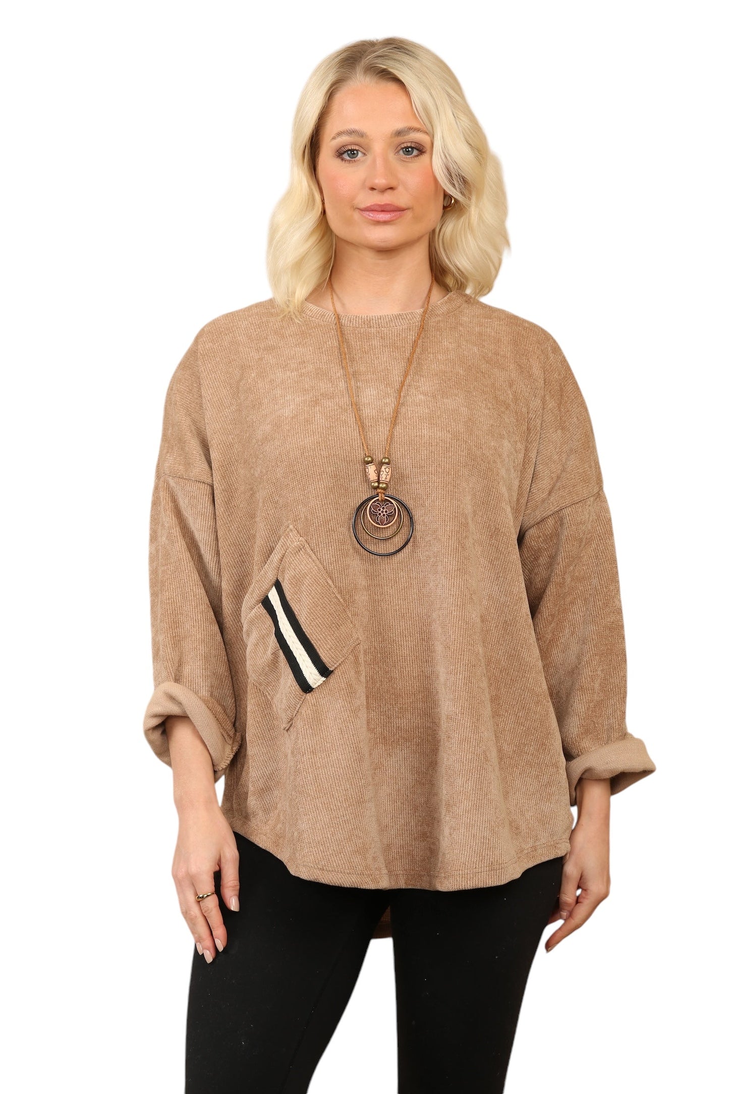 One Pocket Round Neck Tops