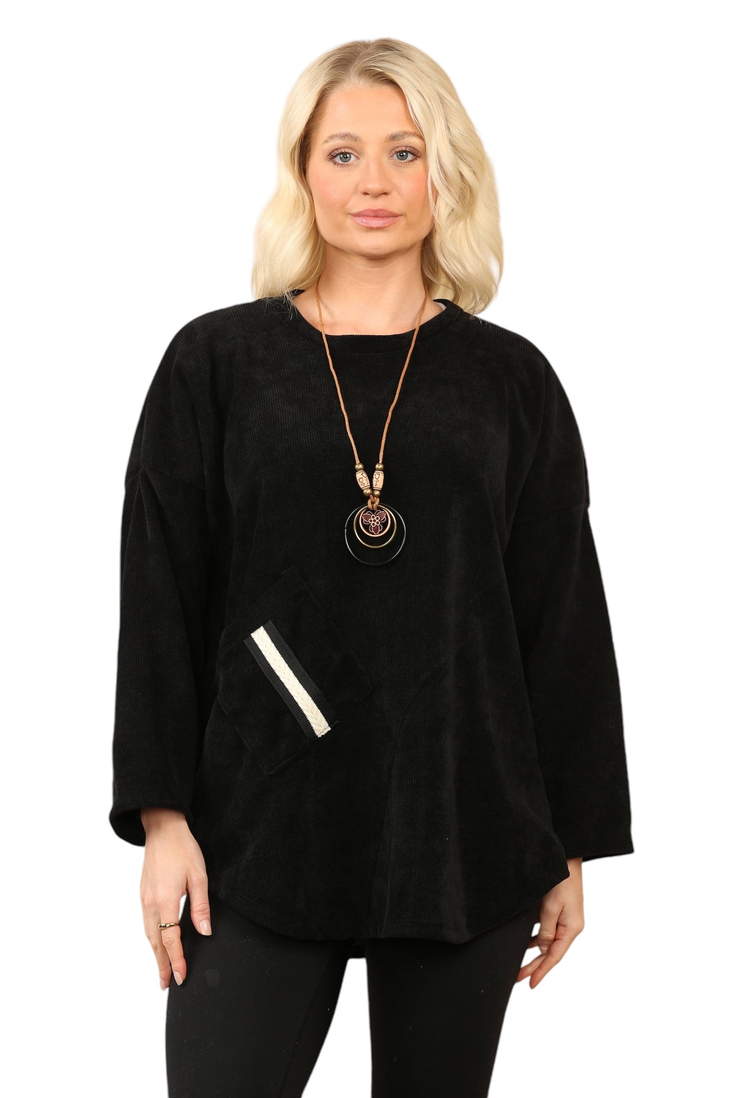 One Pocket Round Neck Tops