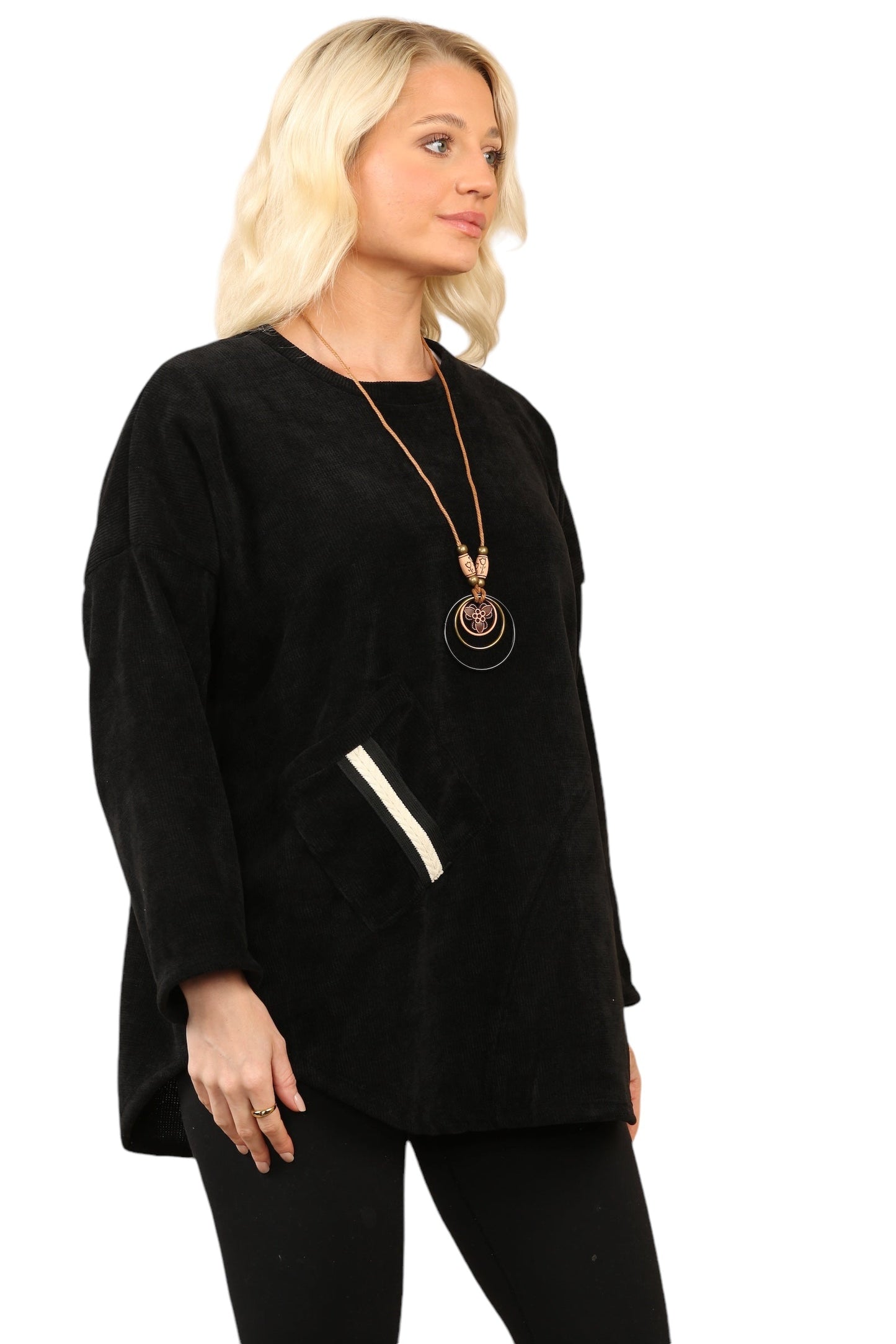 One Pocket Round Neck Tops