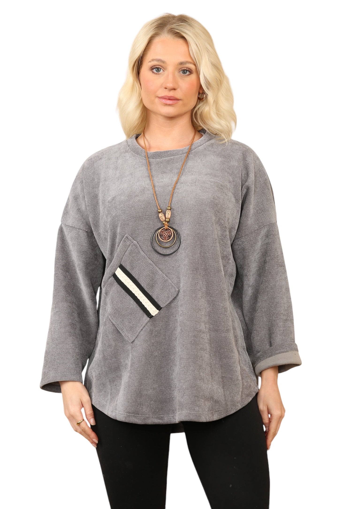 One Pocket Round Neck Tops