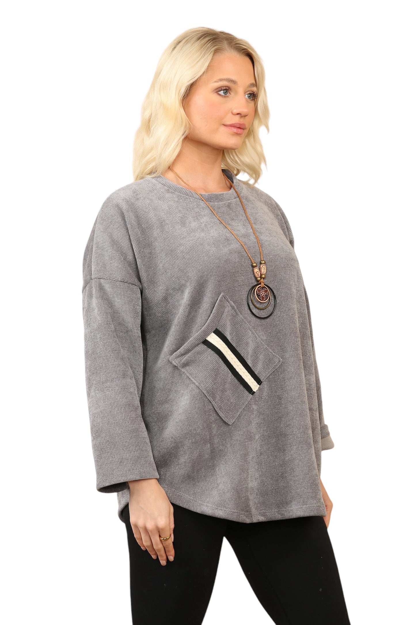 One Pocket Round Neck Tops