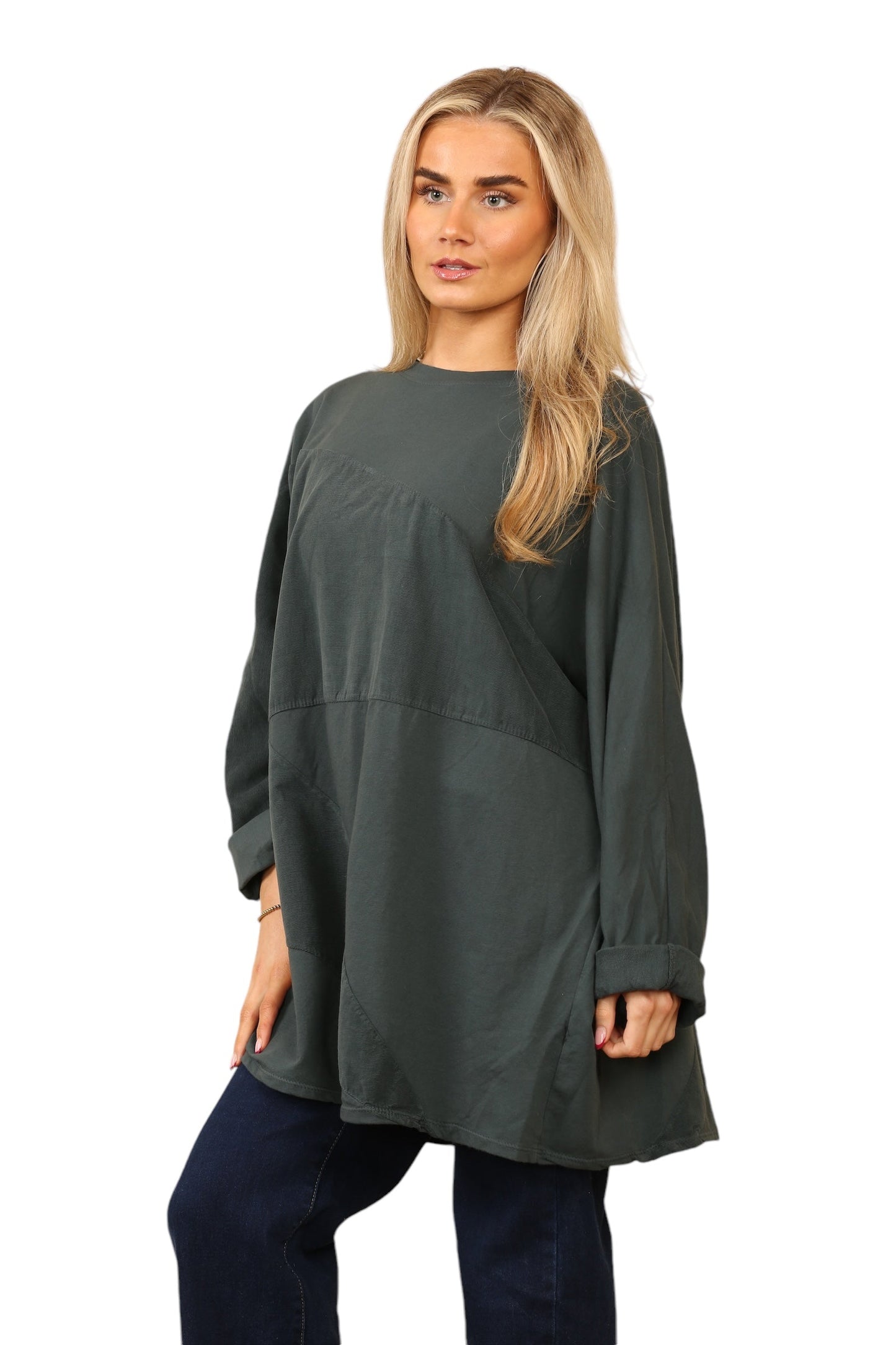 Plain needle cord tunic top