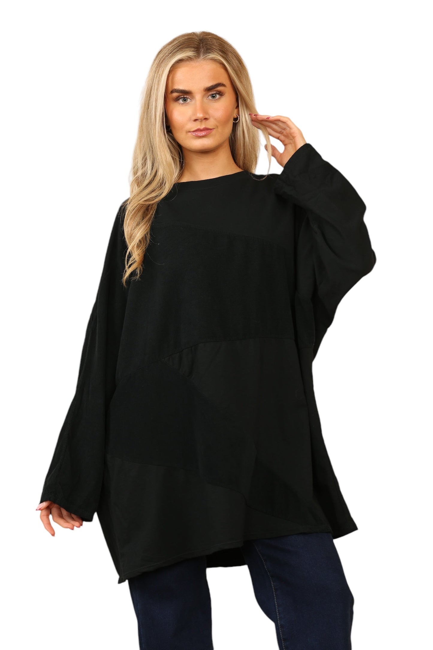 Plain needle cord tunic top