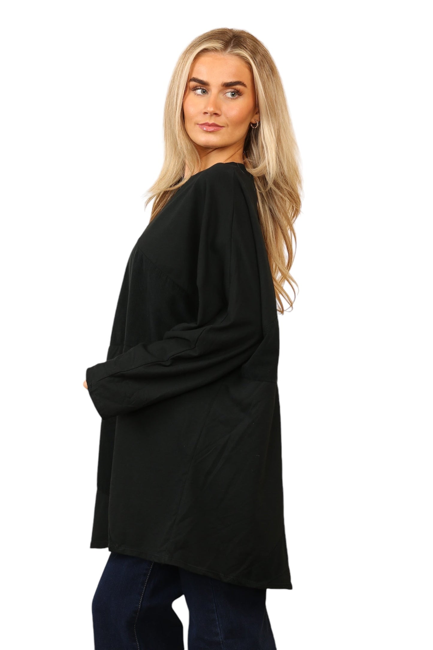 Plain needle cord tunic top