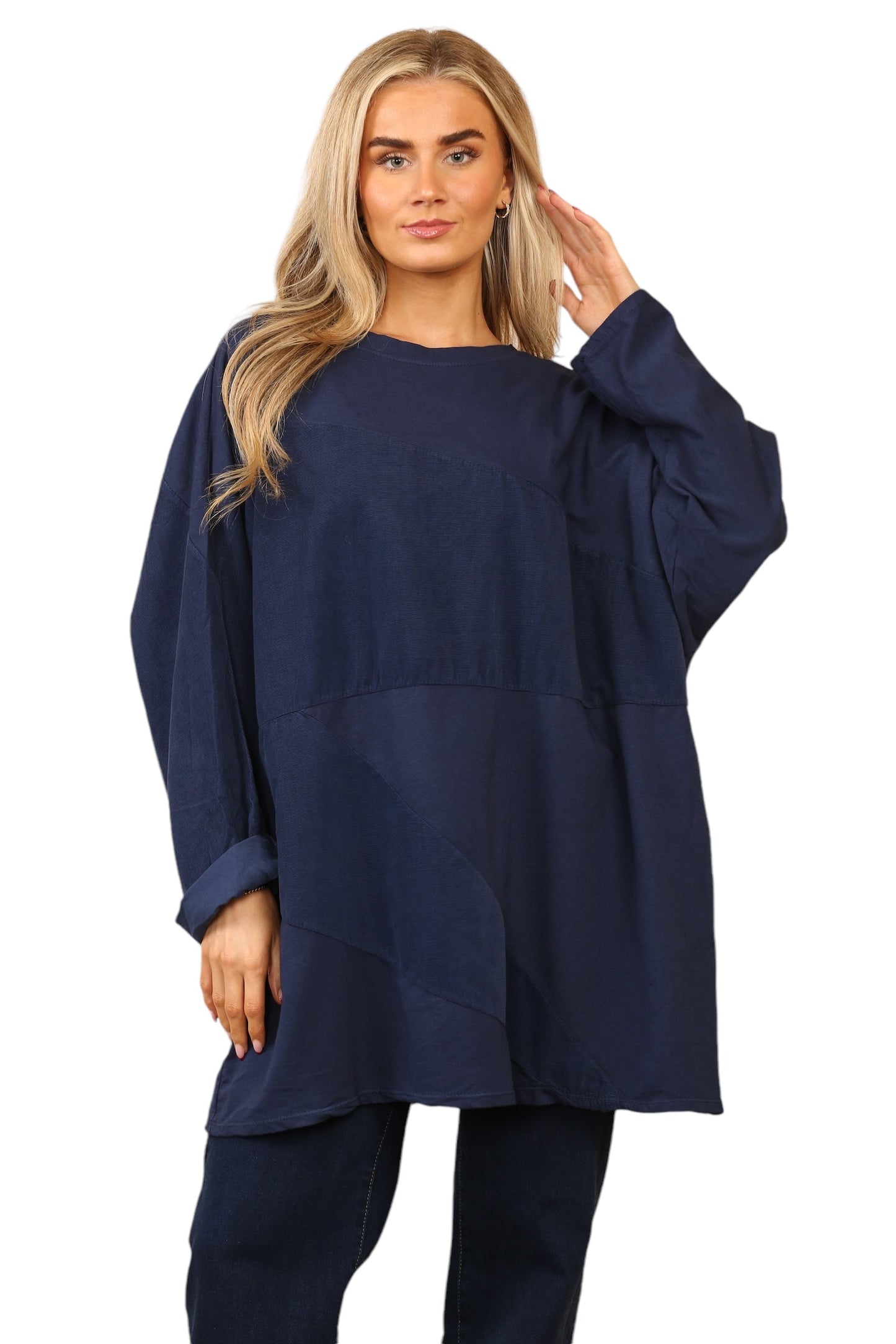 Plain needle cord tunic top