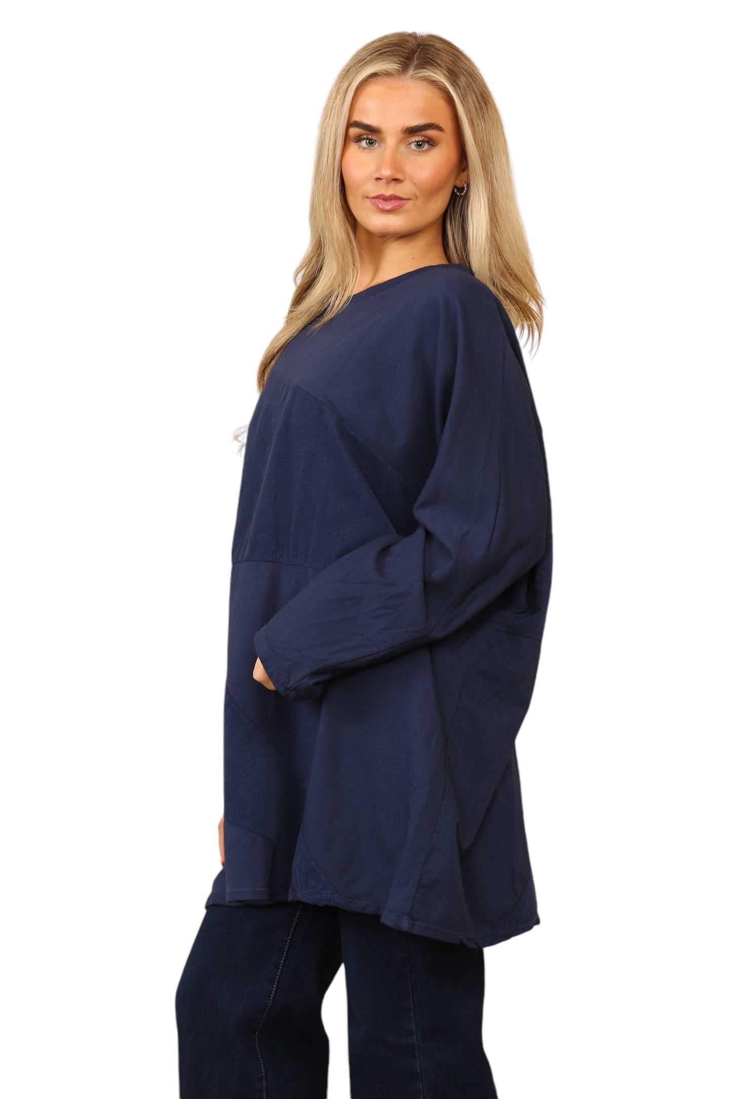 Plain needle cord tunic top