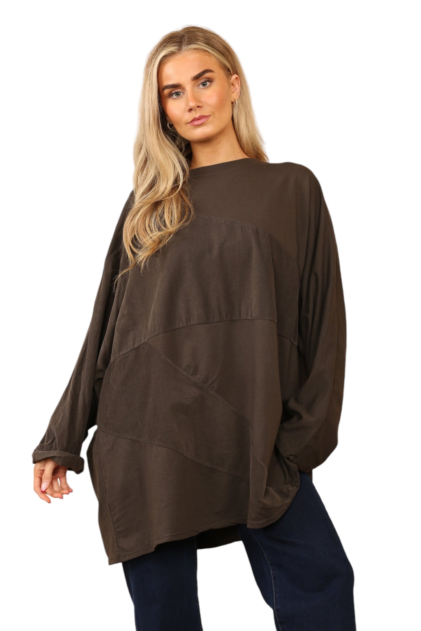 Plain needle cord tunic top
