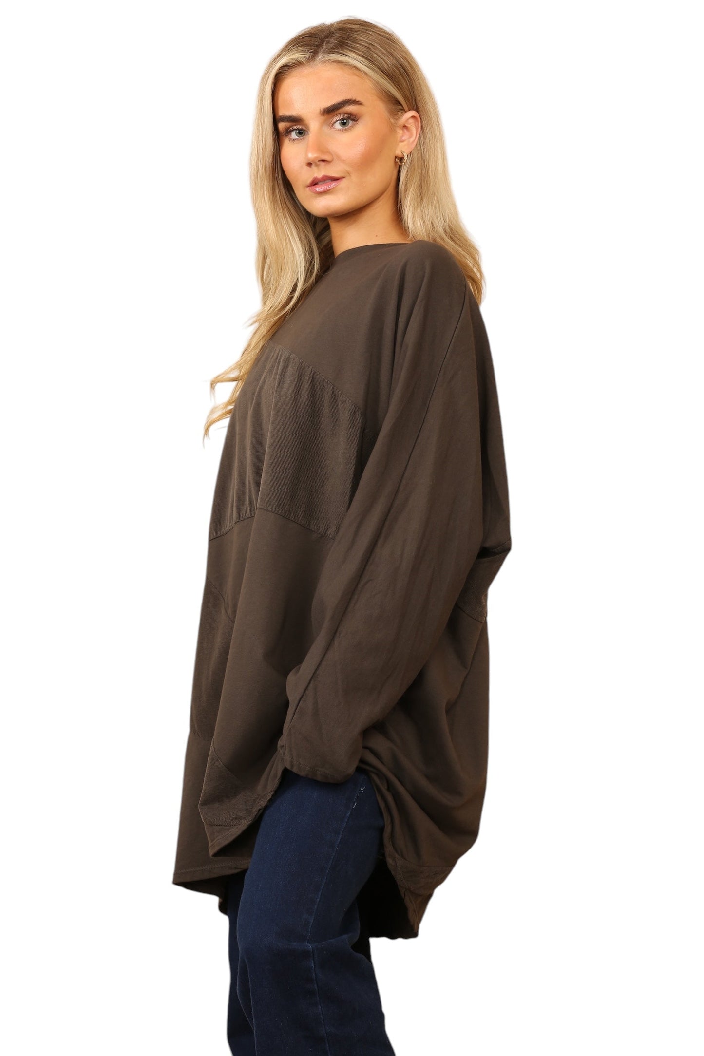Plain needle cord tunic top