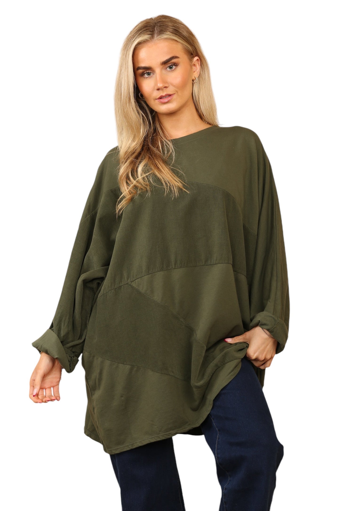 Plain needle cord tunic top