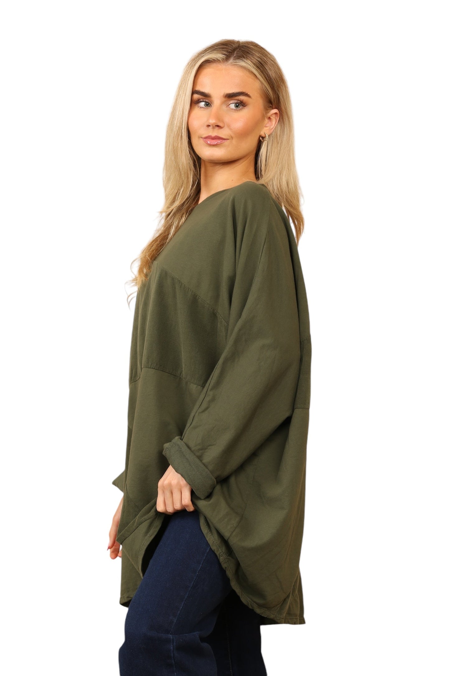 Plain needle cord tunic top