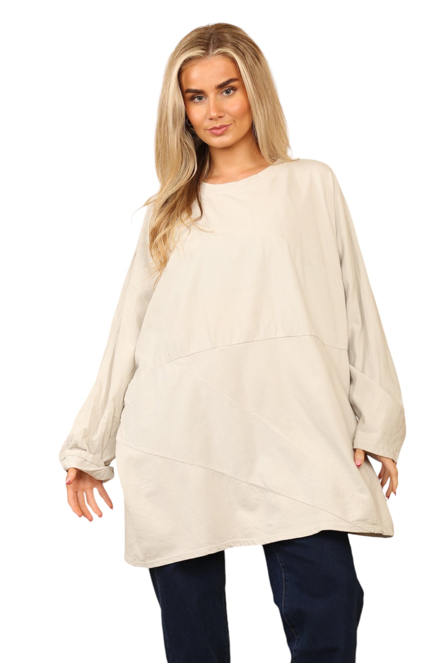 Plain needle cord tunic top