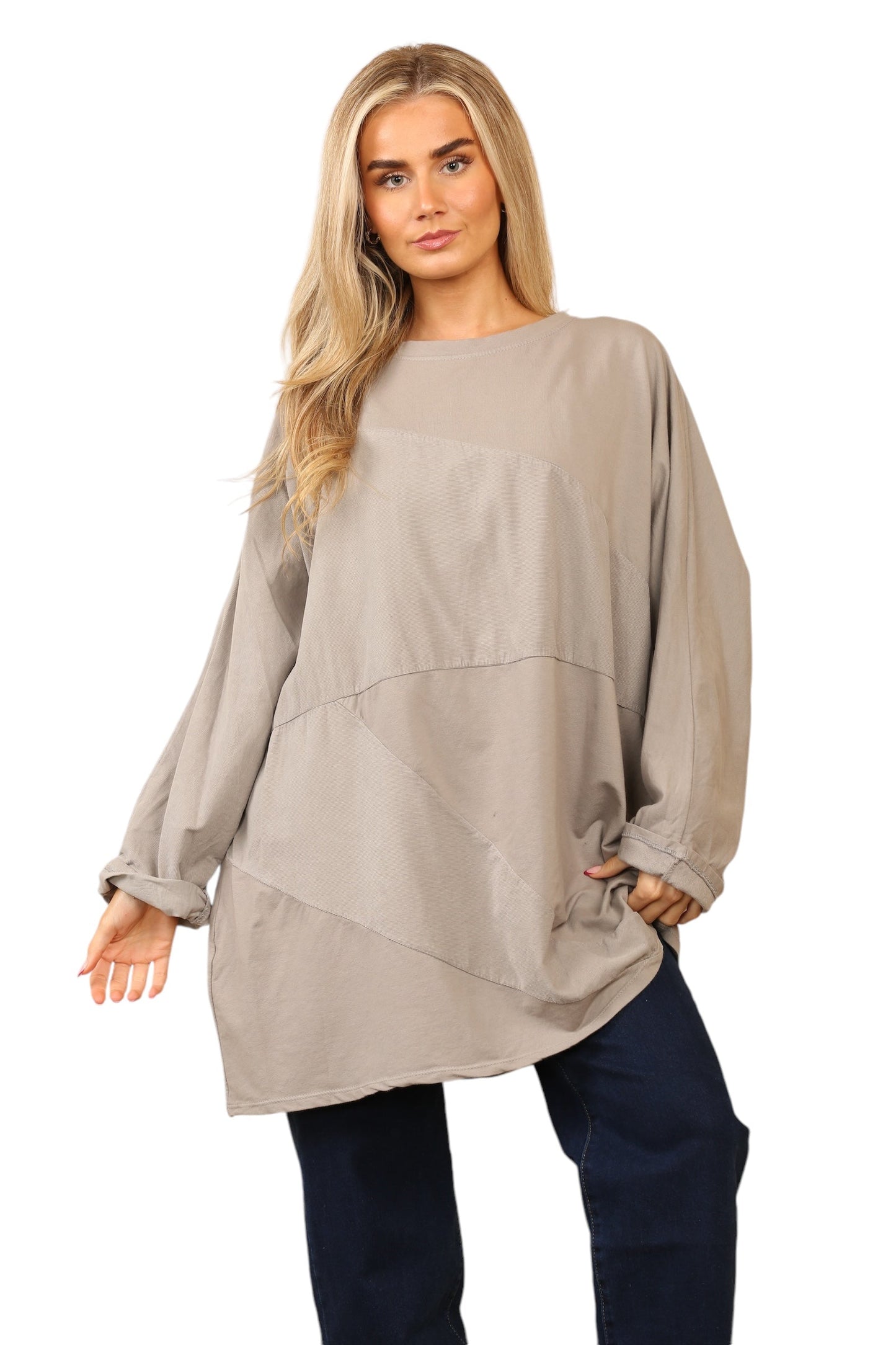 Plain needle cord tunic top