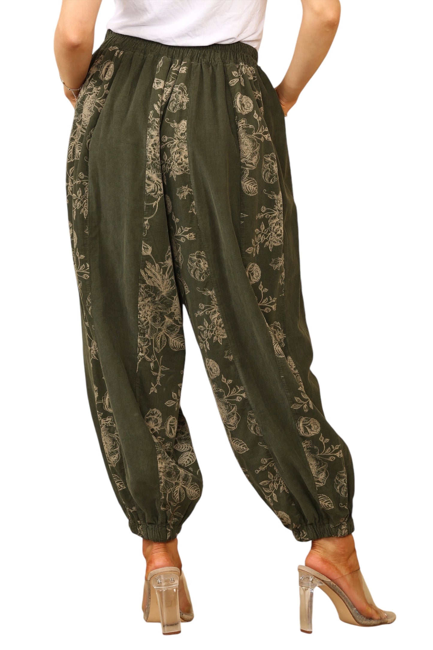 Needle cord cocoon shape trouser