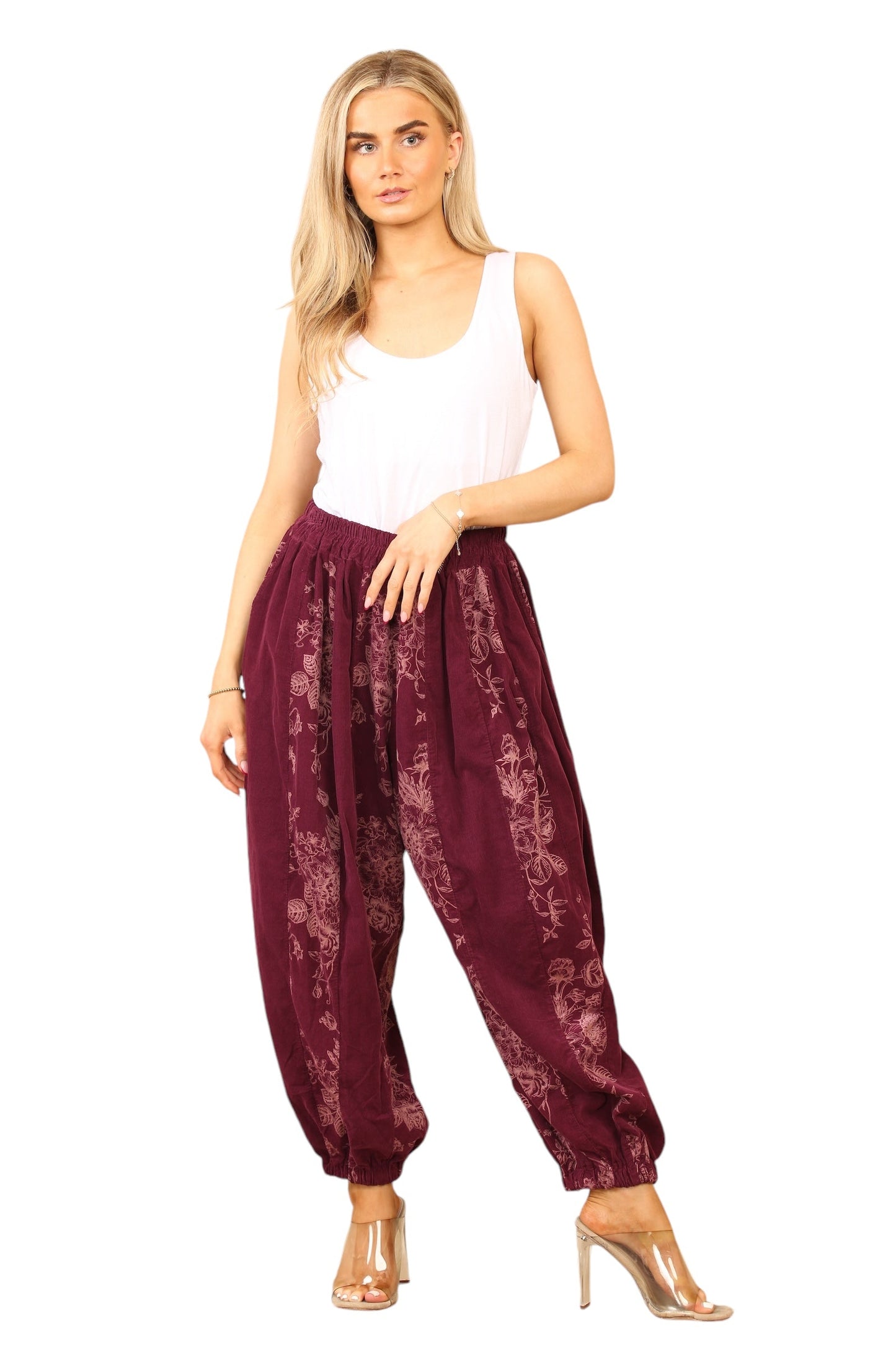 Needle cord cocoon shape trouser