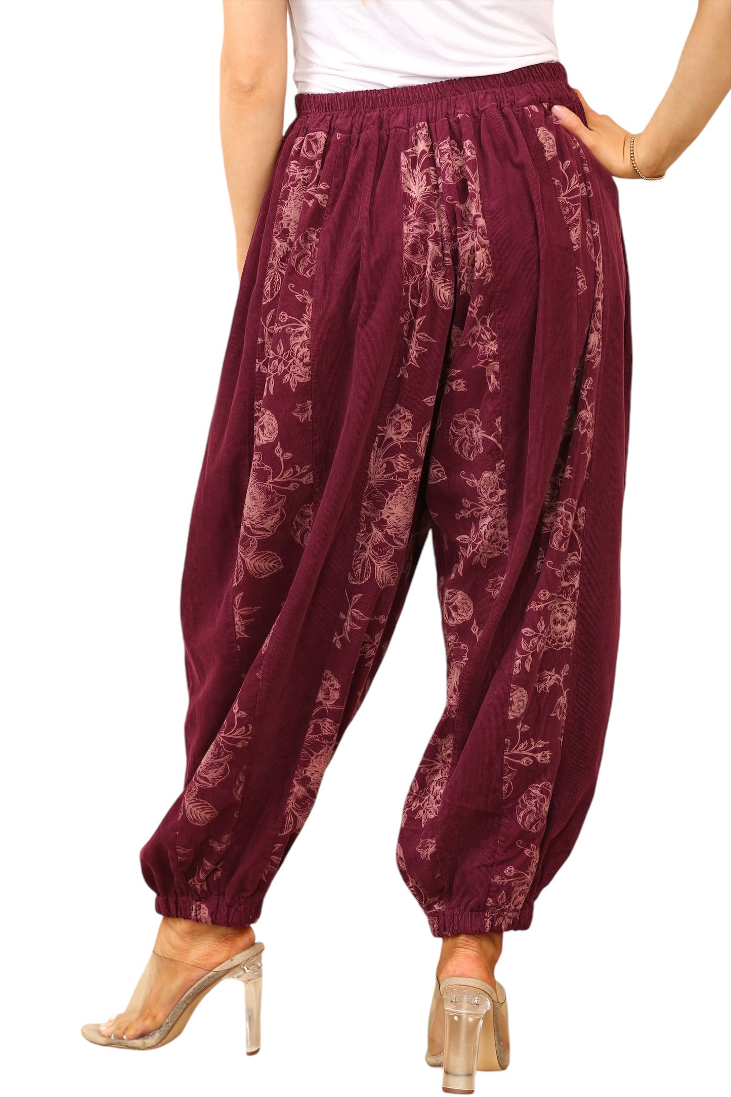 Needle cord cocoon shape trouser