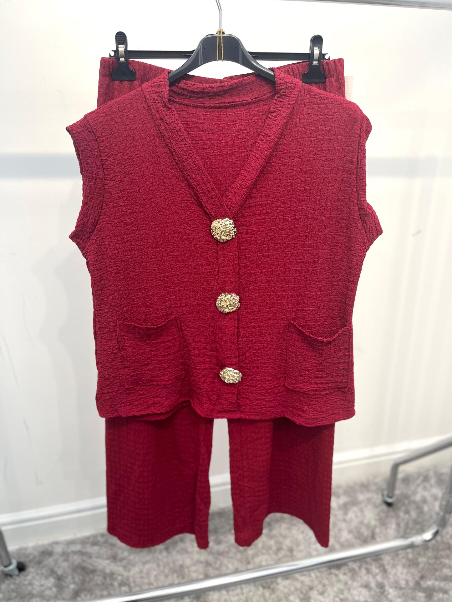 Gold Button Waistcoat and Trousers Co-Ord Set