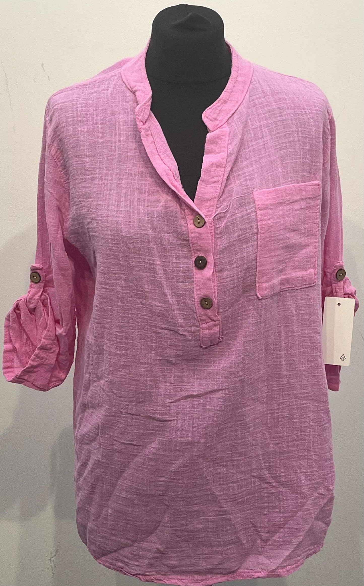 Women's Solid Color V-Neck Button-Down Pocket Blouse – U-Neck Shirt for Spring & Summer