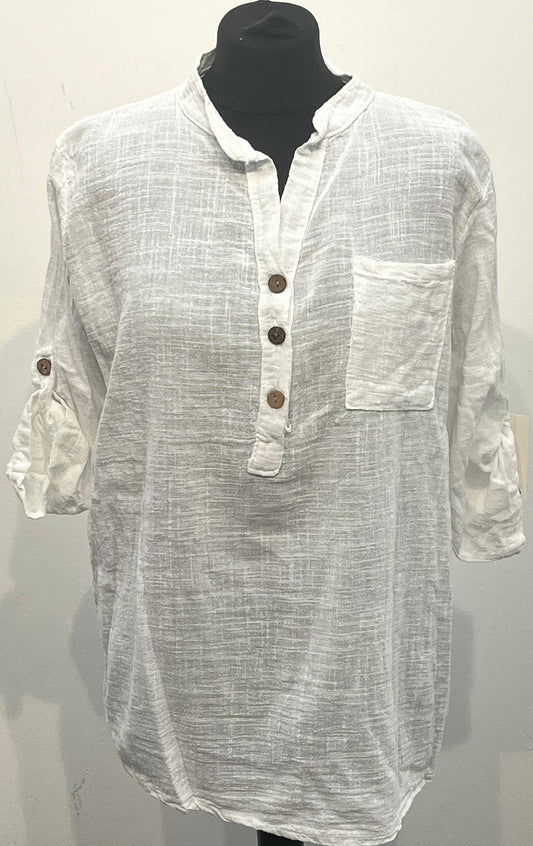 Women's Fashion V-Neck Button-Down T-Shirt with Pockets – Solid Color Blouse for Spring & Summer, Ideal for Teachers
