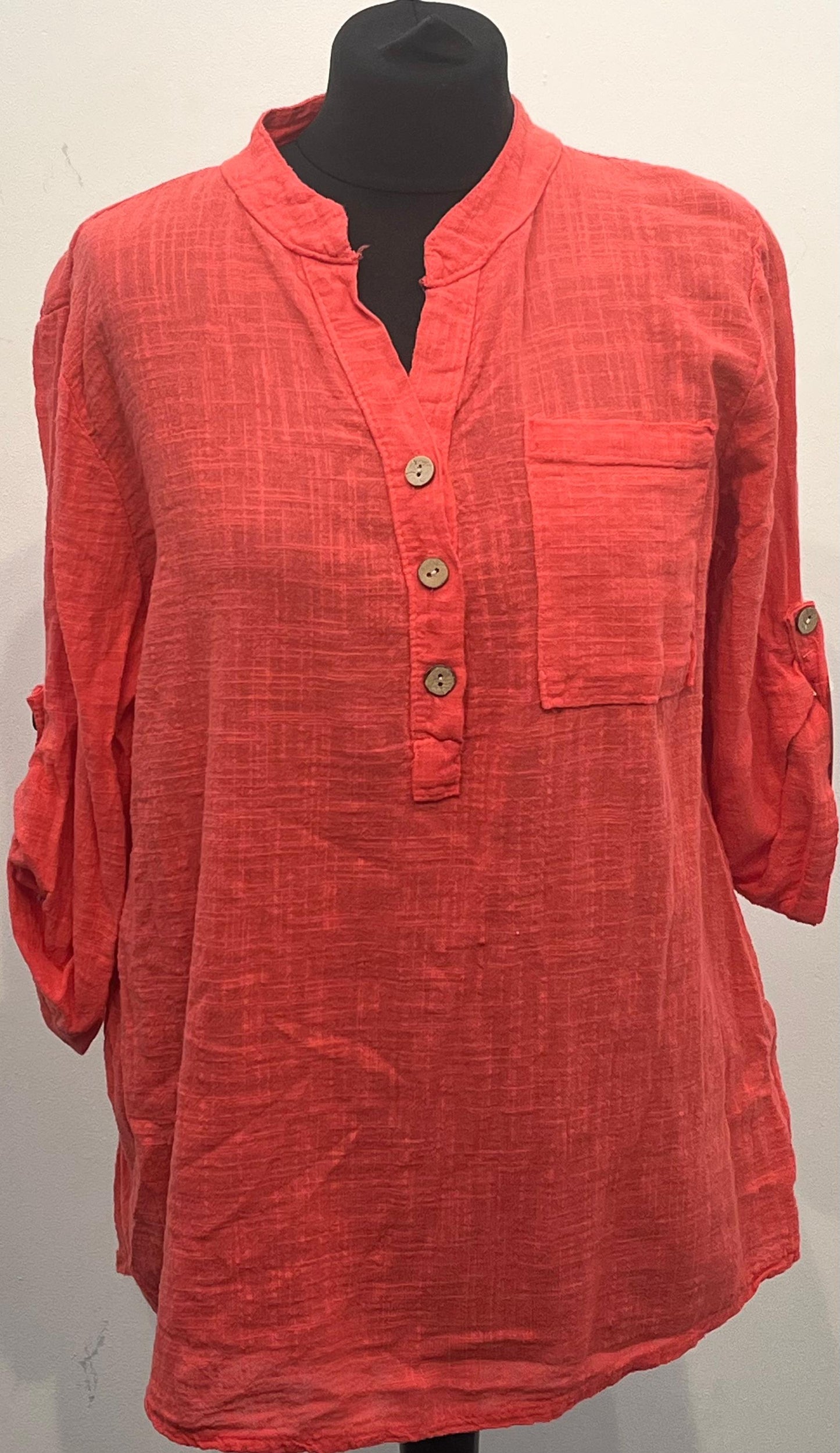 Women's Fashion V-Neck Button-Down T-Shirt with Pockets – Solid Color Blouse for Spring & Summer, Ideal for Teachers