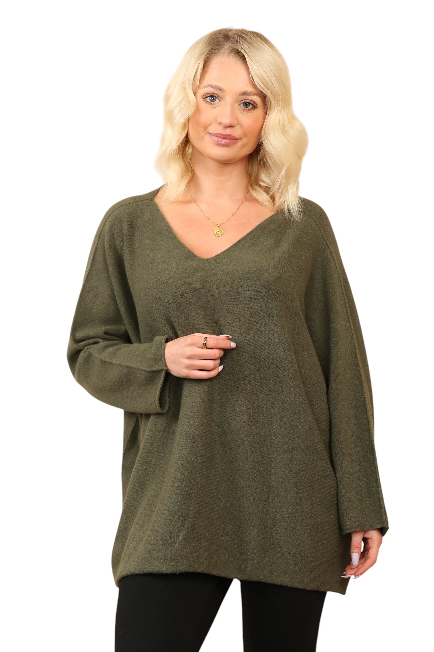 Over Size Slouch Soft Knit V Neck Jumper