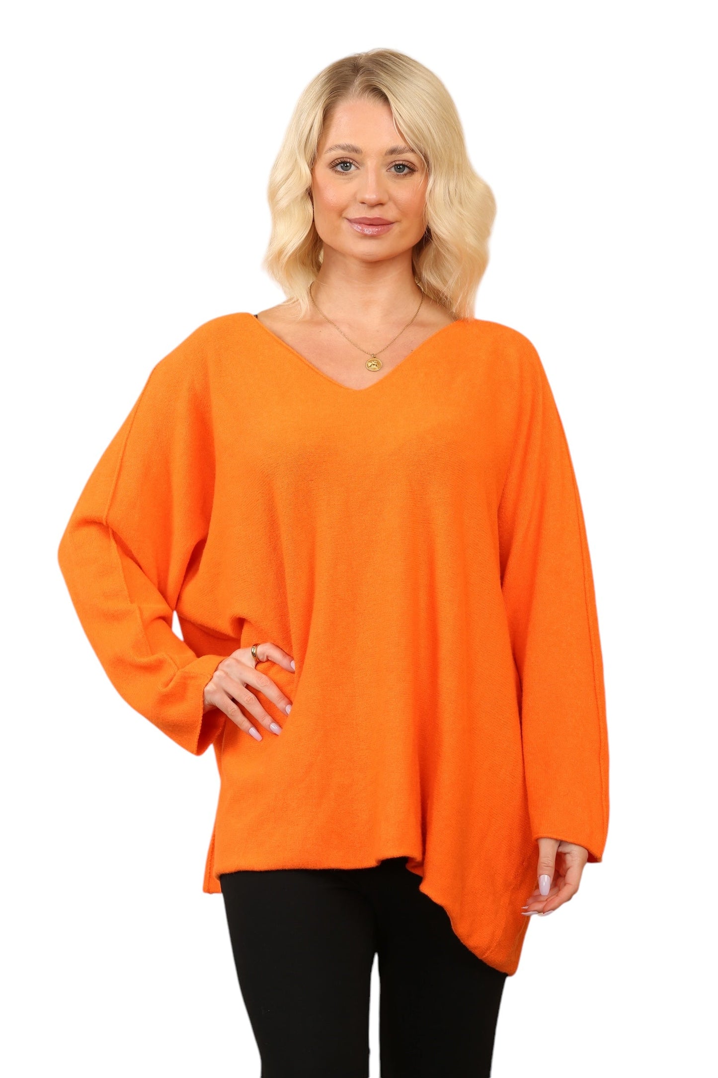 Over Size Slouch Soft Knit V Neck Jumper