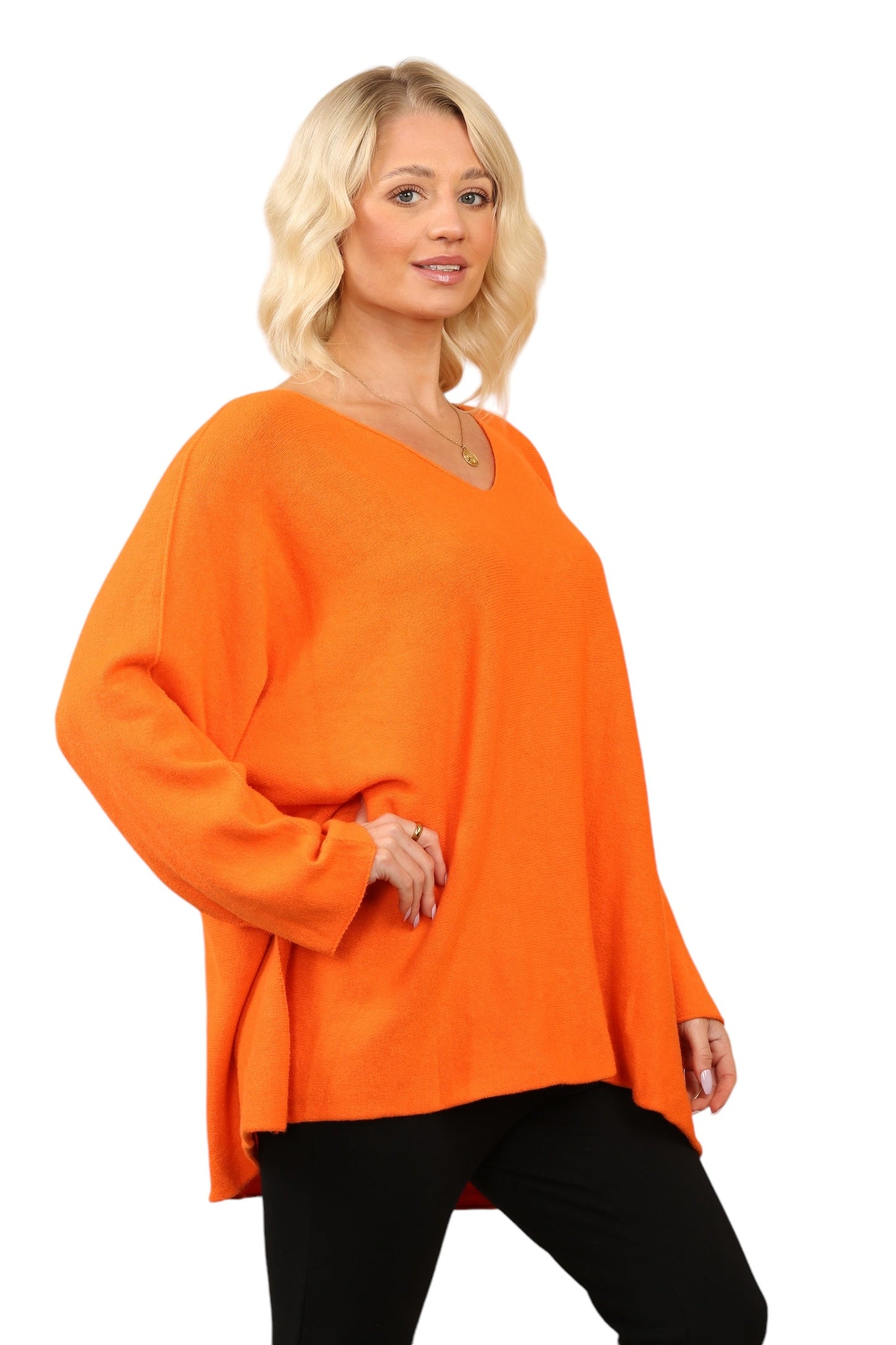 Over Size Slouch Soft Knit V Neck Jumper