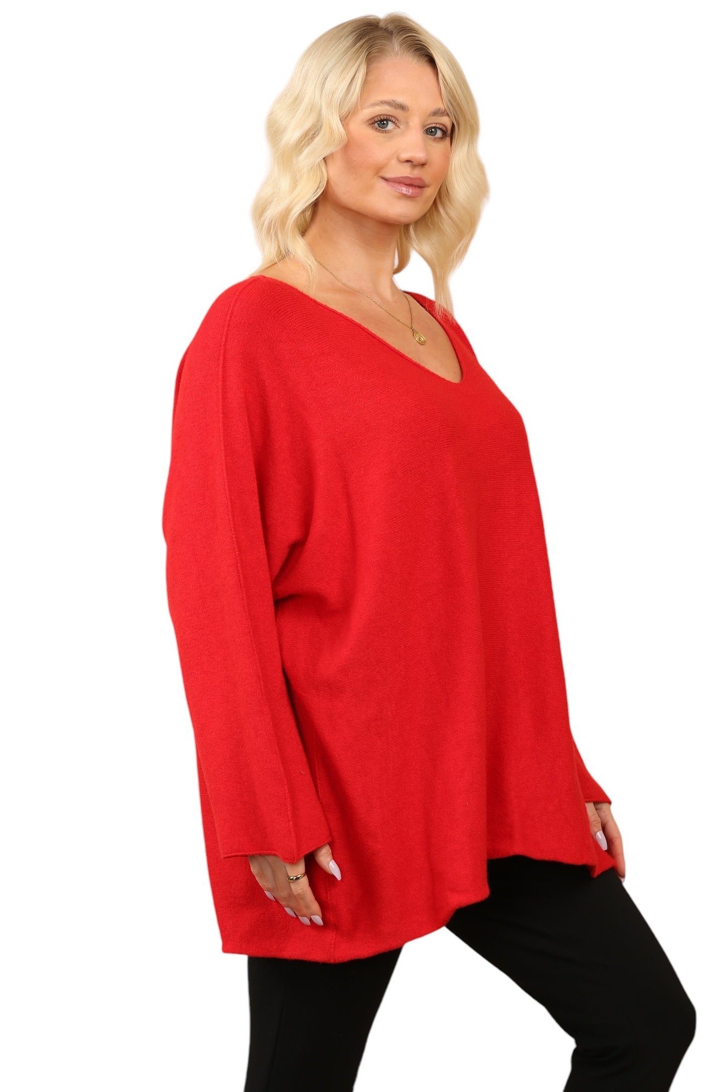 Over Size Slouch Soft Knit V Neck Jumper