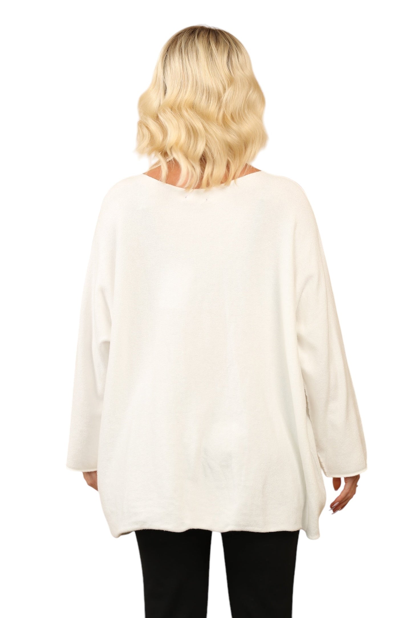 Over Size Slouch Soft Knit V Neck Jumper