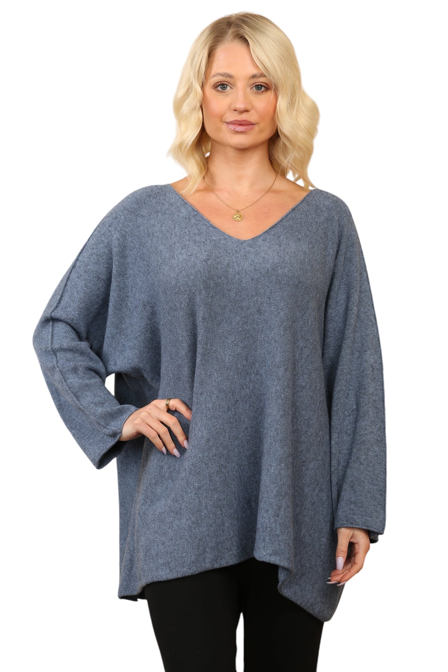 Over Size Slouch Soft Knit V Neck Jumper