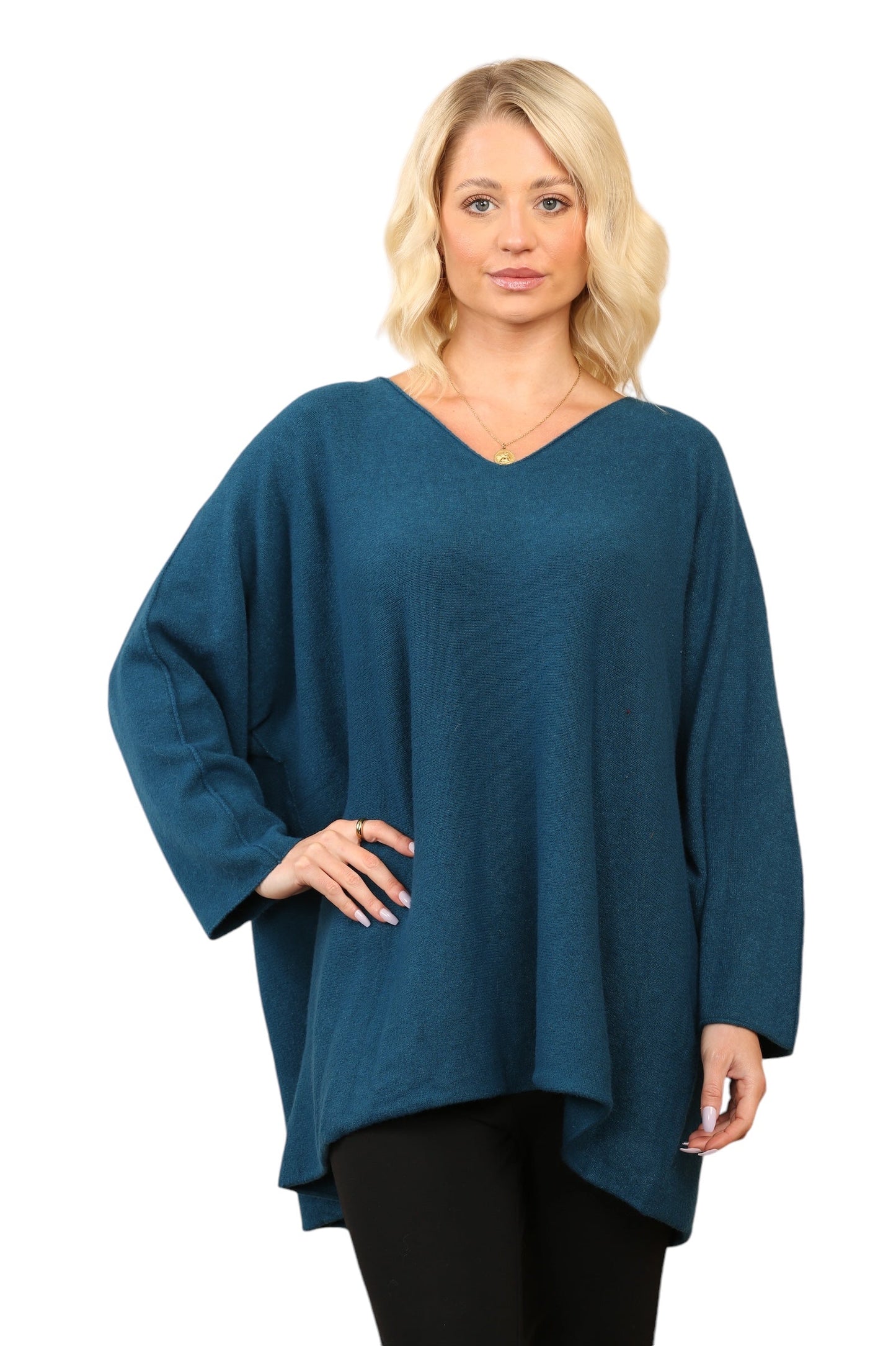 Over Size Slouch Soft Knit V Neck Jumper