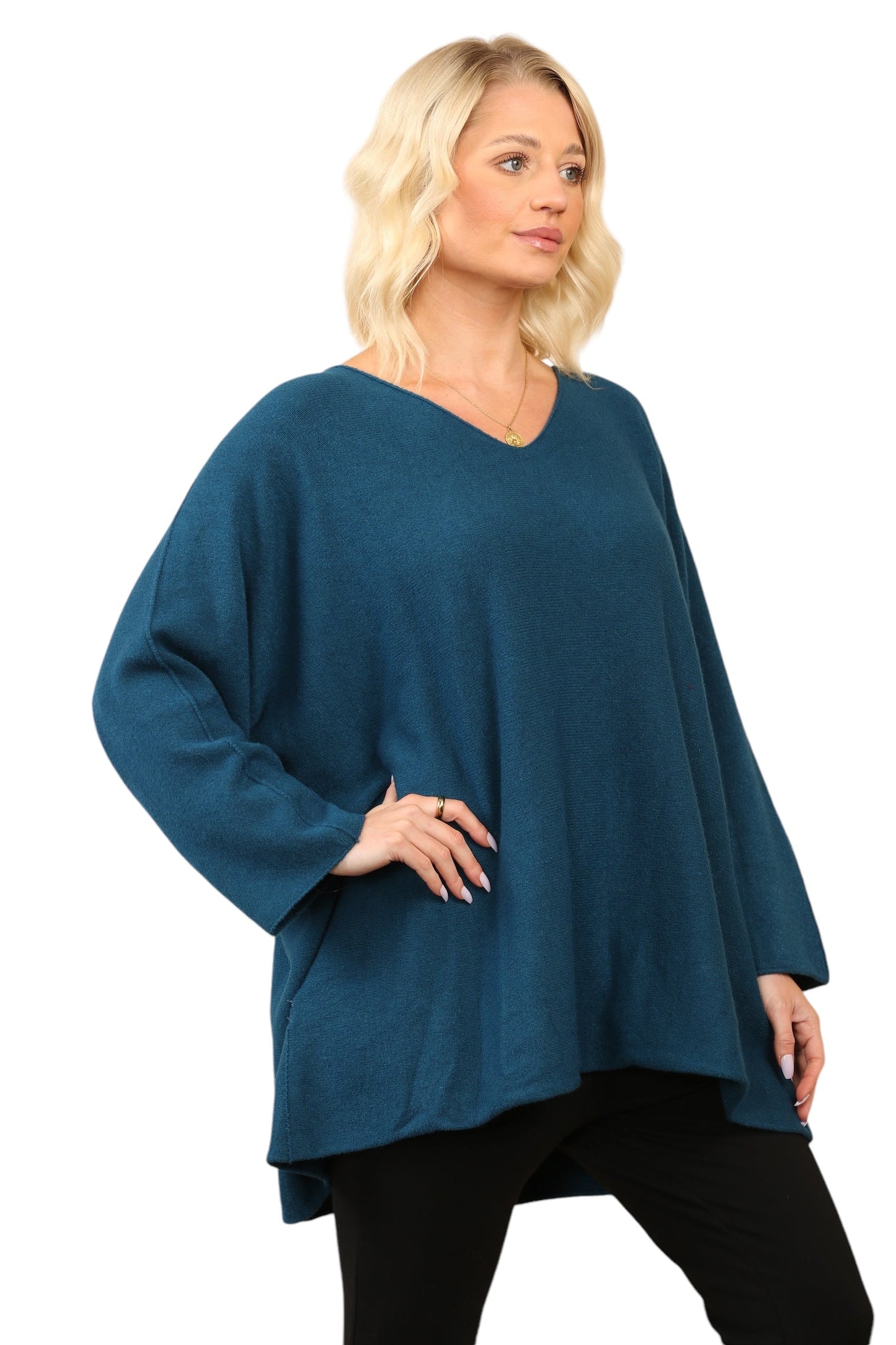Over Size Slouch Soft Knit V Neck Jumper