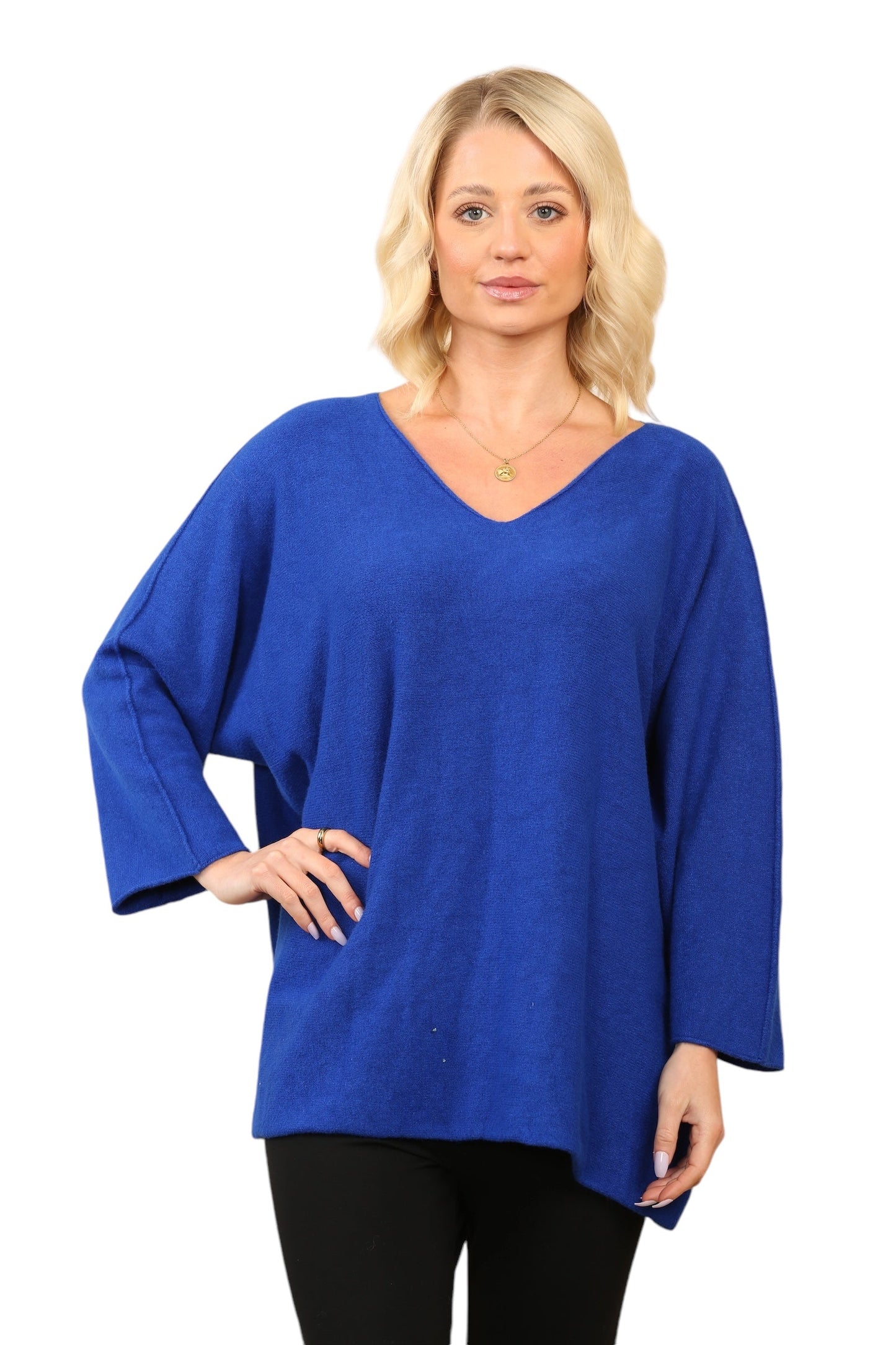 Over Size Slouch Soft Knit V Neck Jumper
