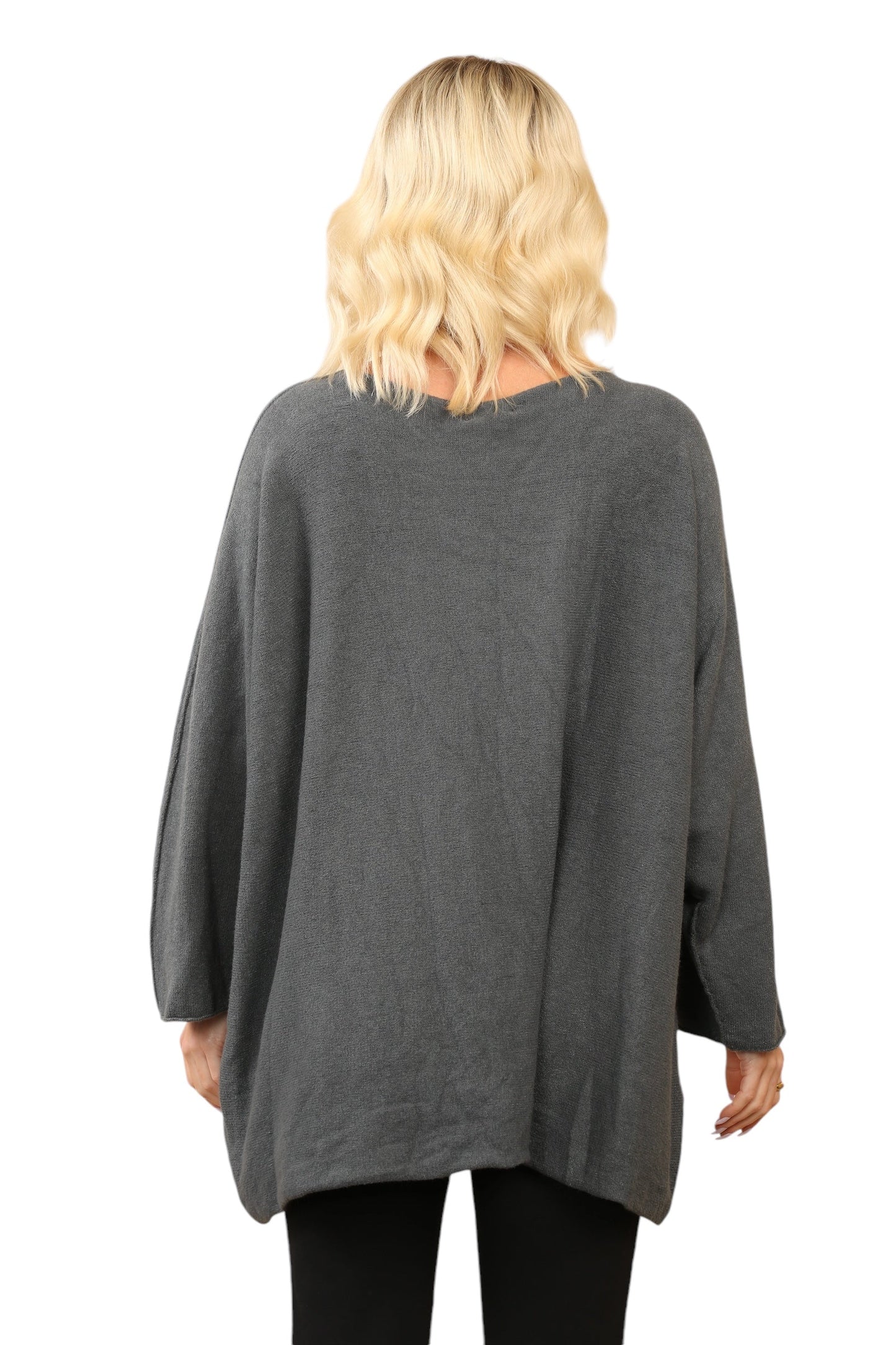 Over Size Slouch Soft Knit V Neck Jumper