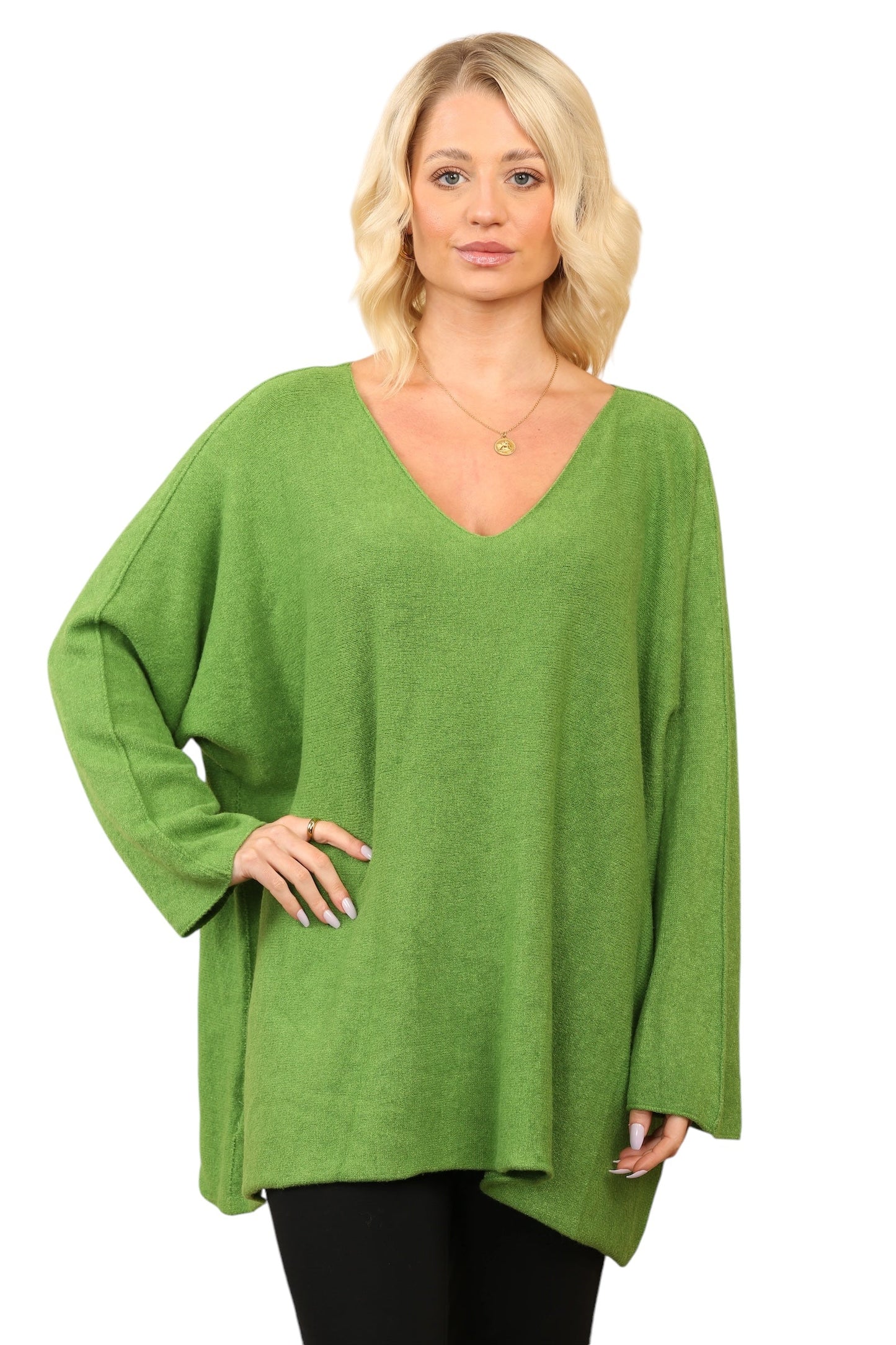 Over Size Slouch Soft Knit V Neck Jumper