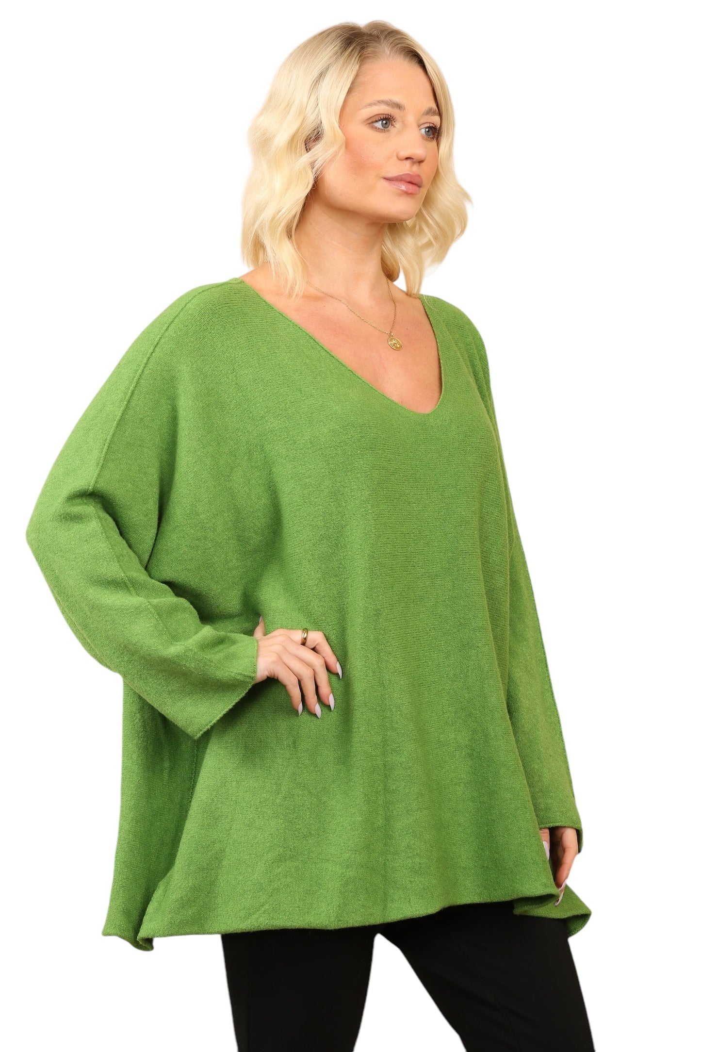 Over Size Slouch Soft Knit V Neck Jumper