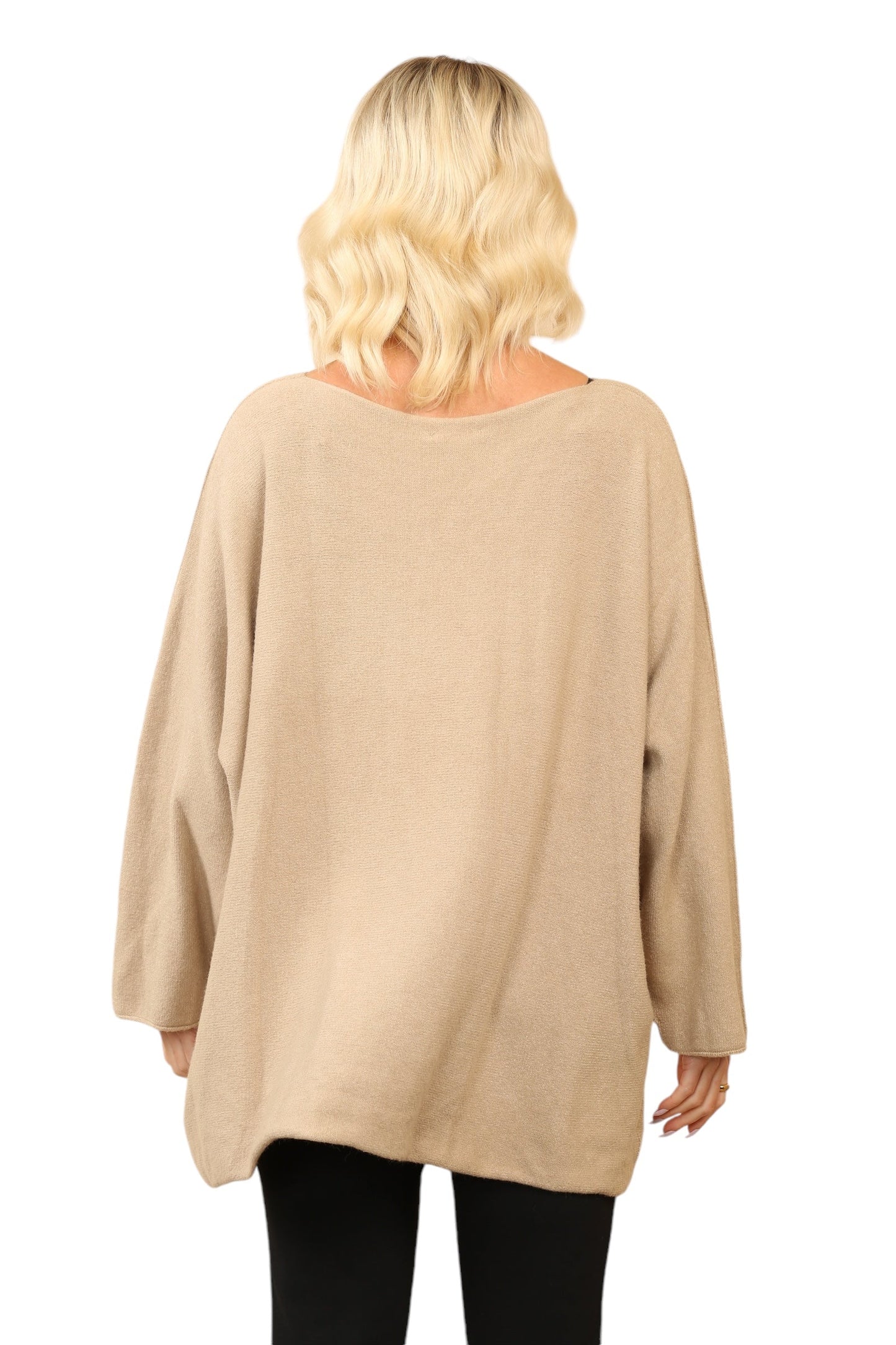 Over Size Slouch Soft Knit V Neck Jumper