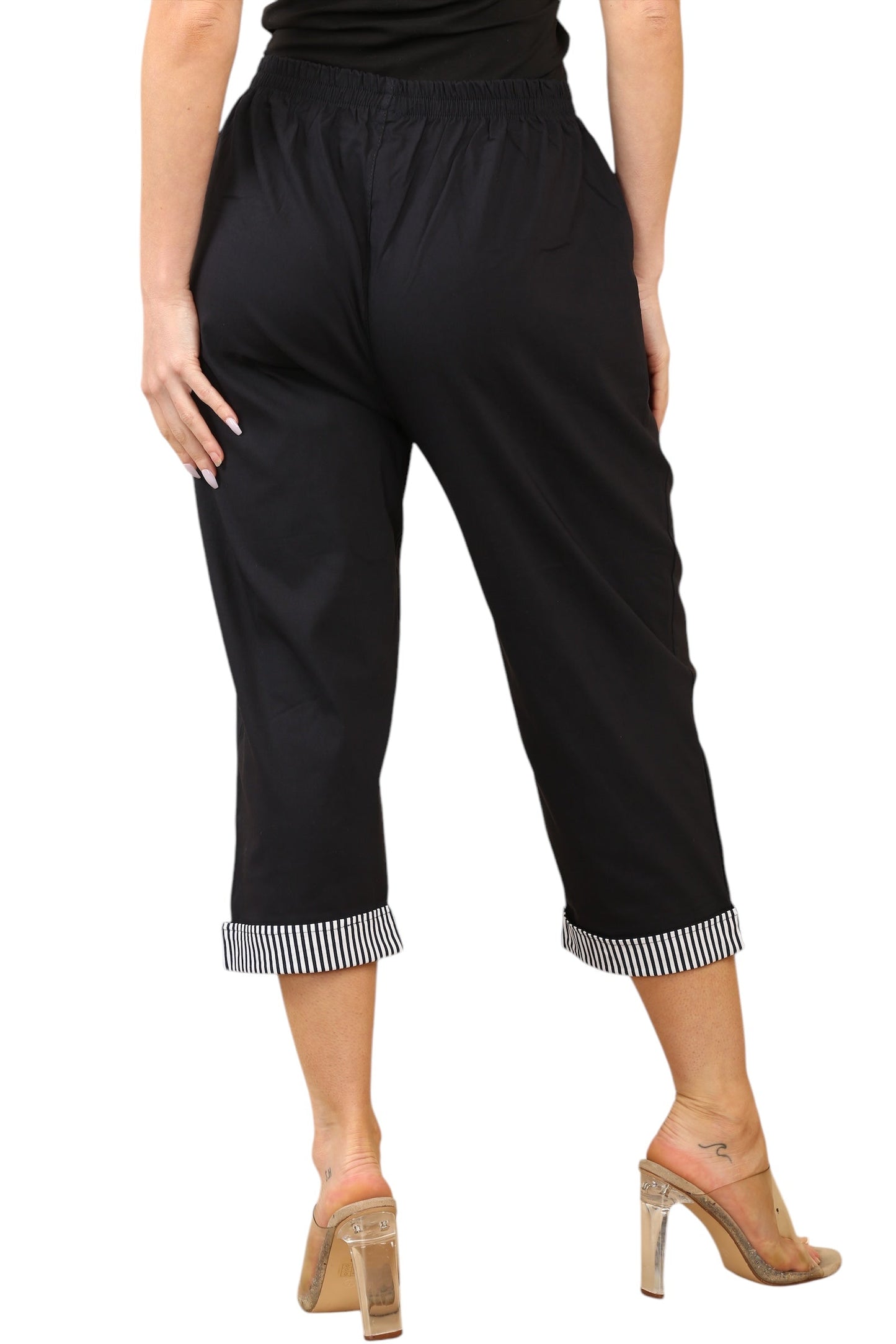Pin stripe trim on pocket and on trouser leg cuff