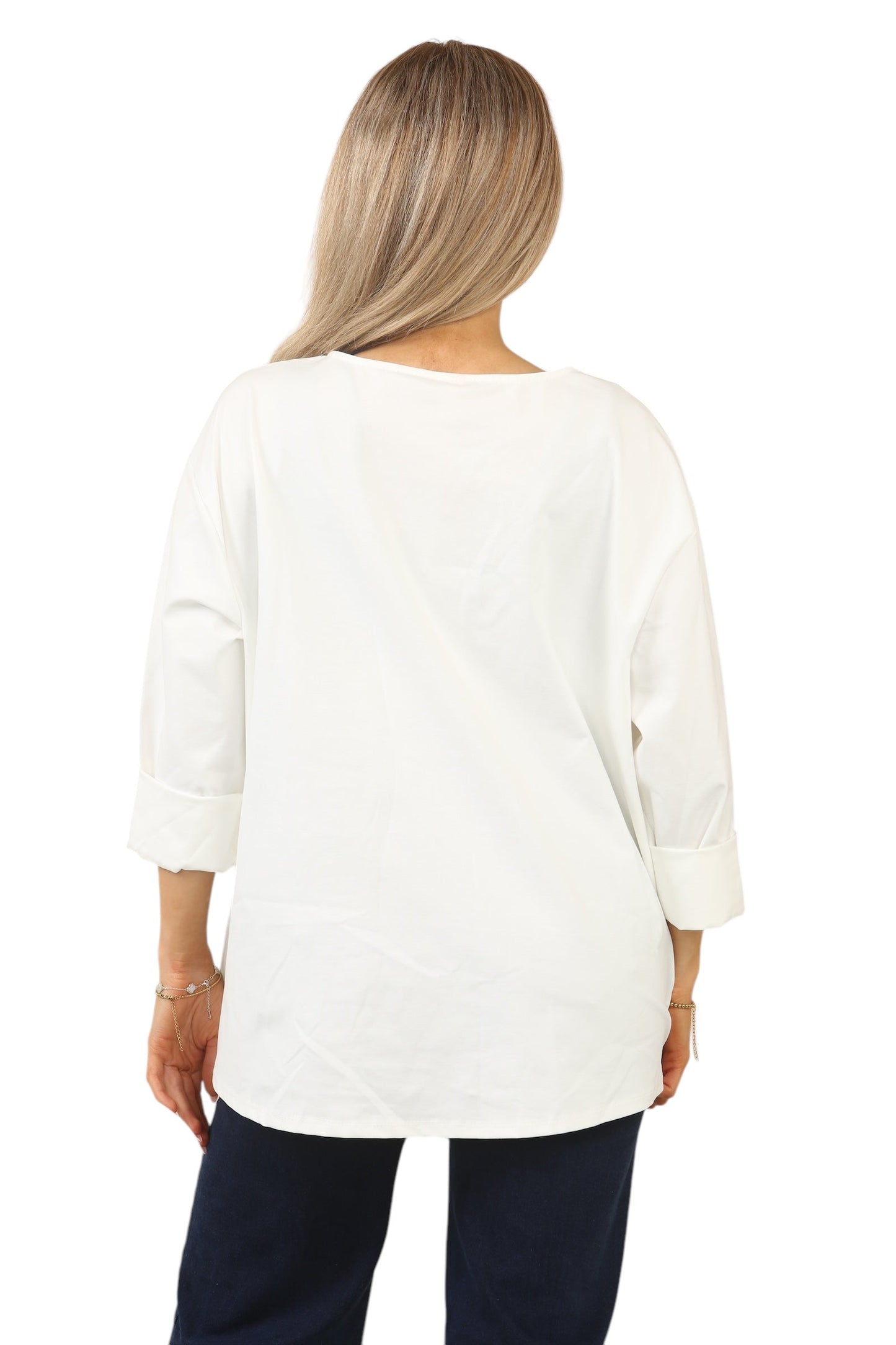 Plus Size Solid Color Round Neck Zip-Up Casual Versatile Long Sleeve T-Shirt