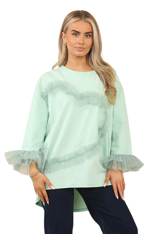 ZEBRA RUFFLE HEART TOP