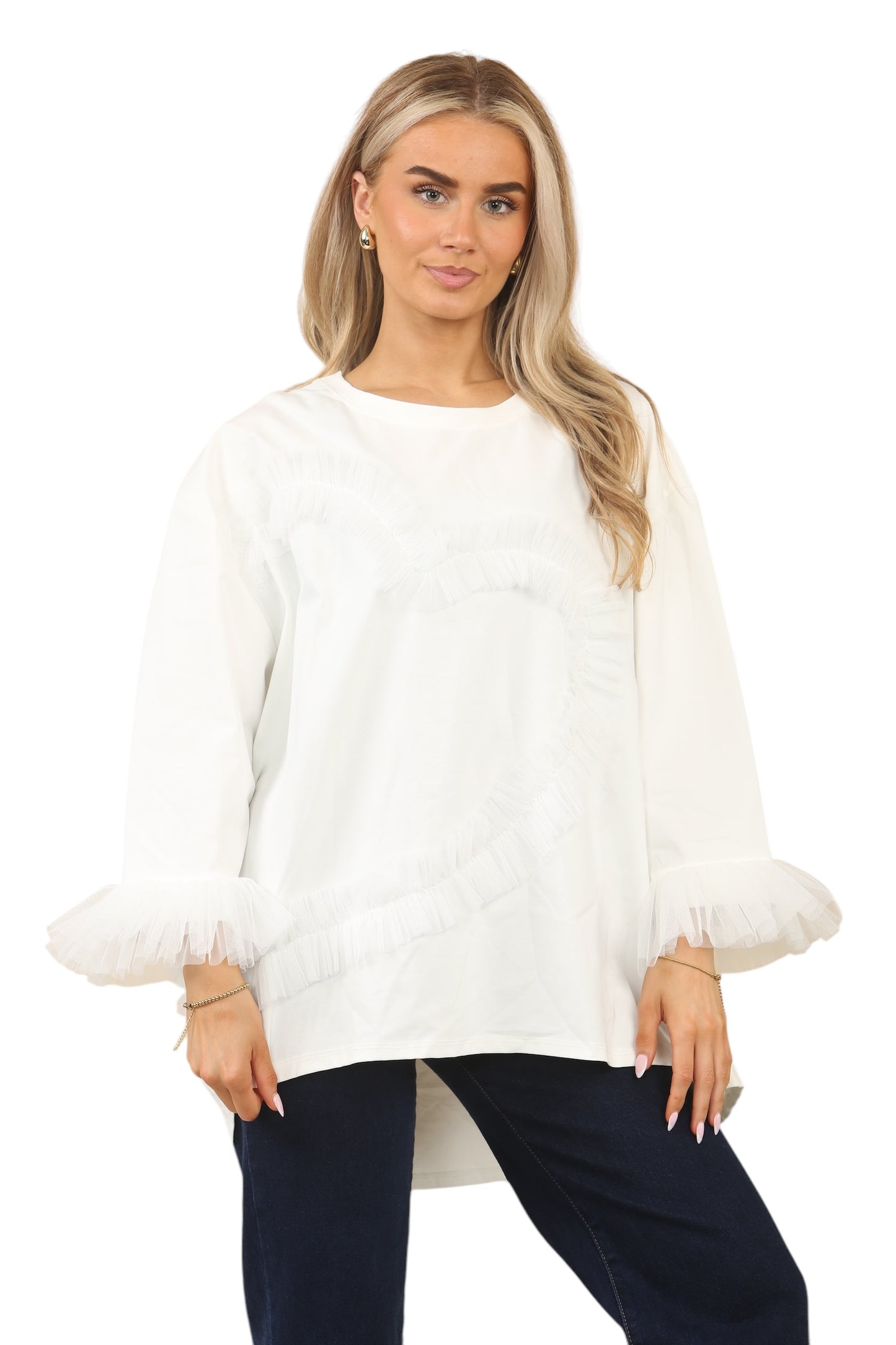 ZEBRA RUFFLE HEART TOP