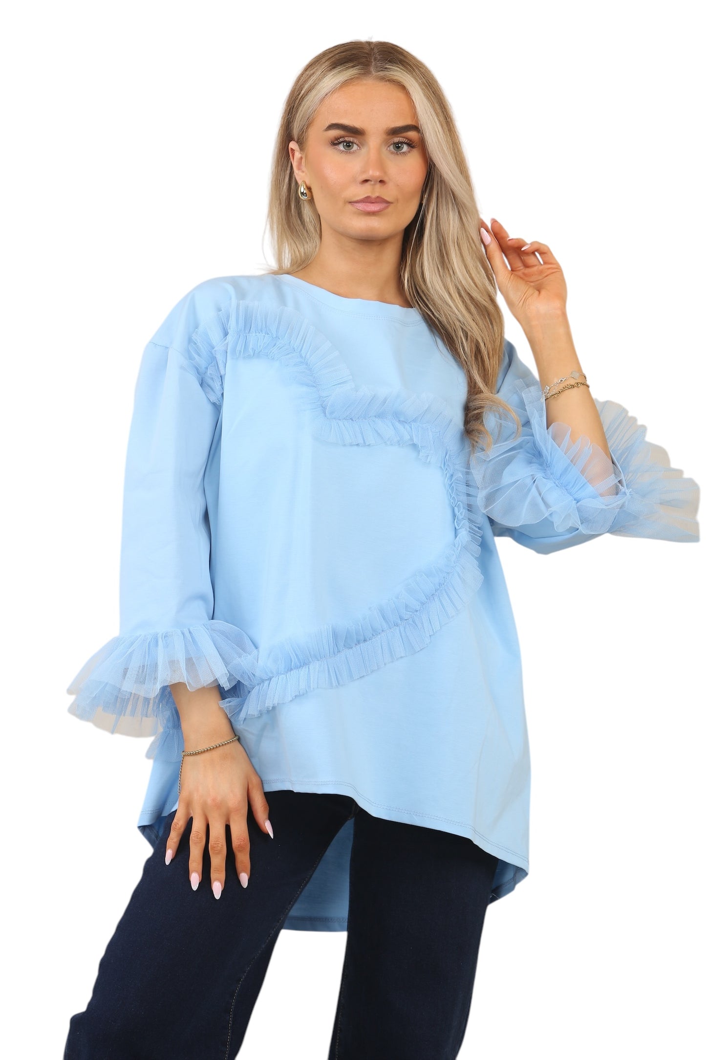 ZEBRA RUFFLE HEART TOP